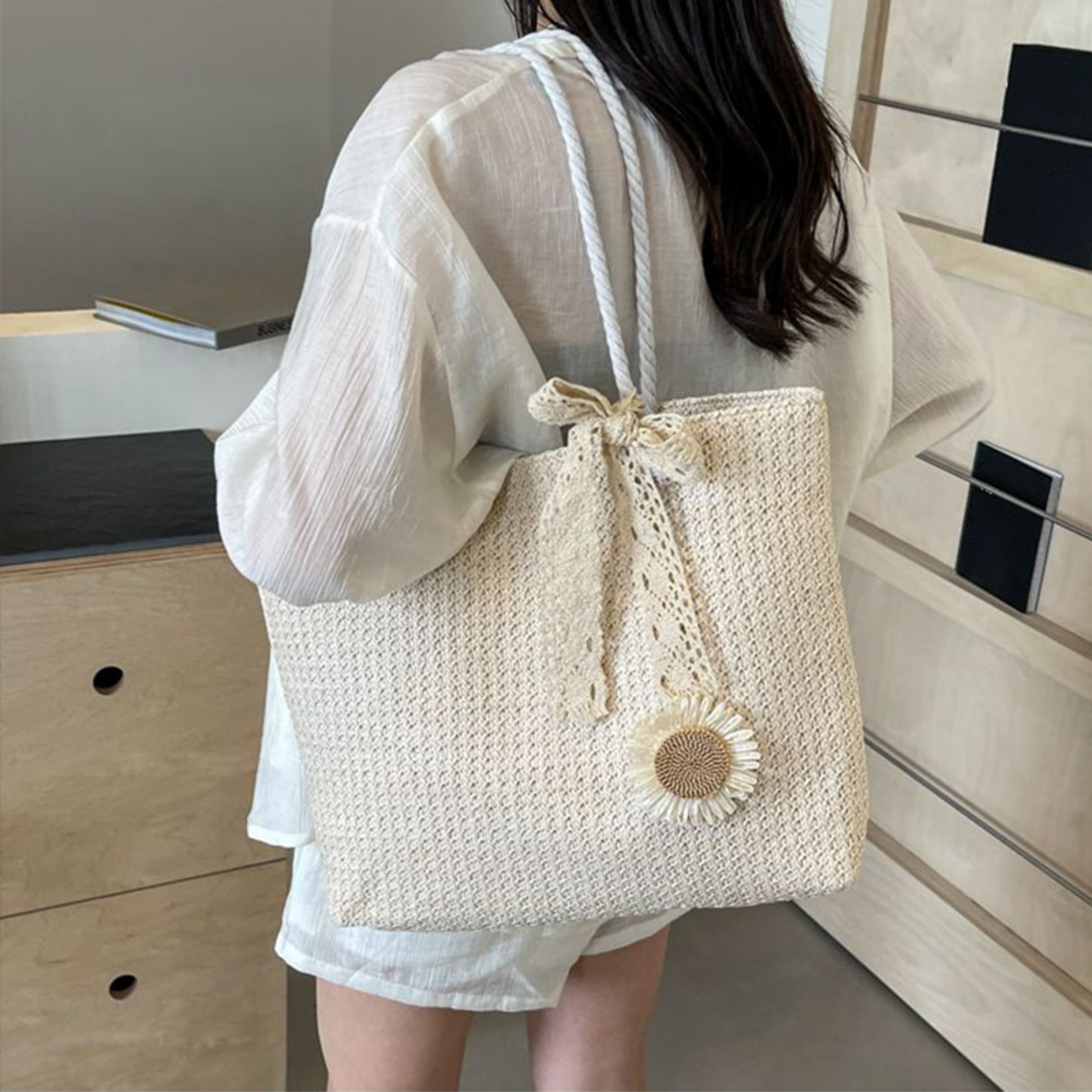 Elegant Straw Beach Tote for womens fashion – view 4