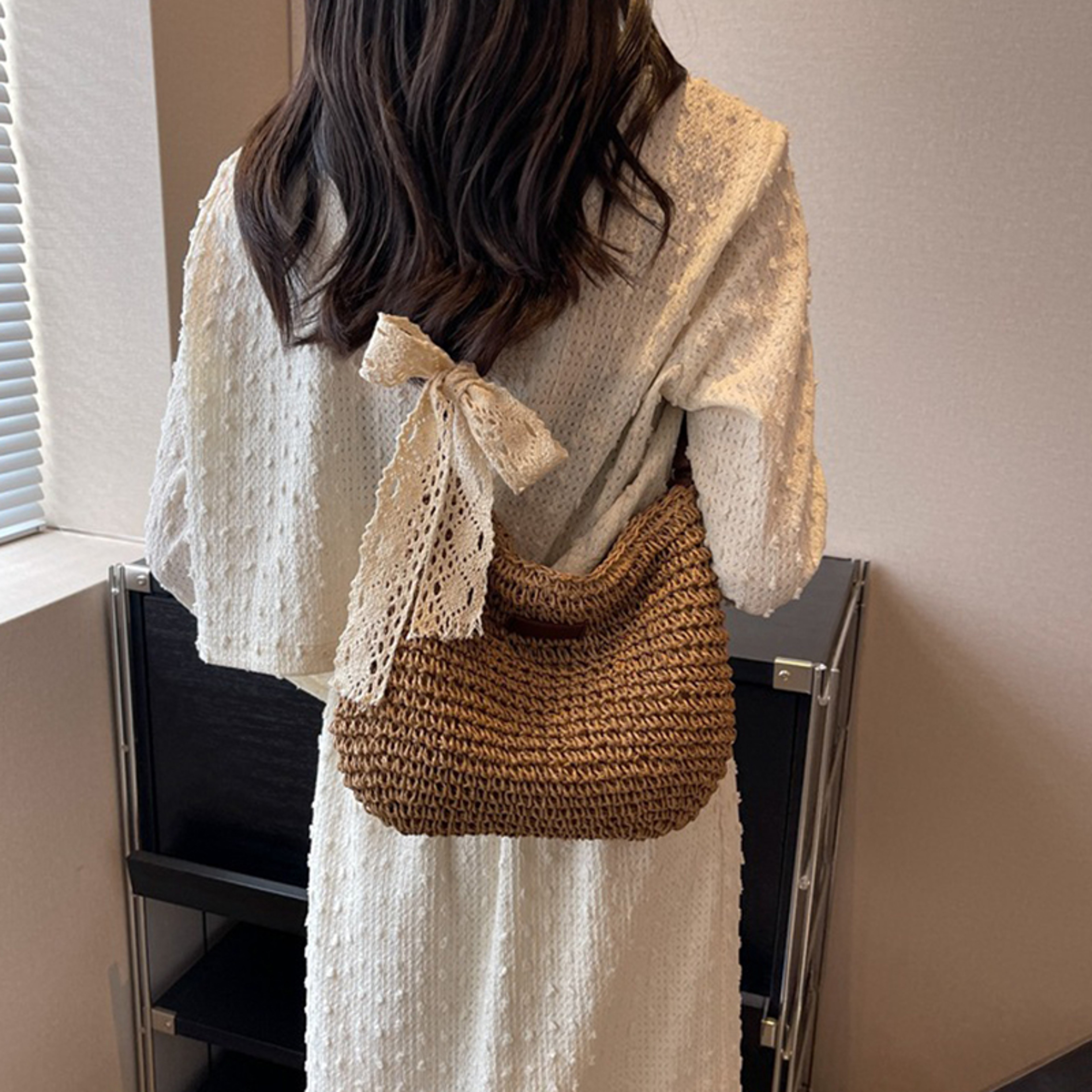 Handmade Bohemian straw beach bag and Casual woven tote – view 6