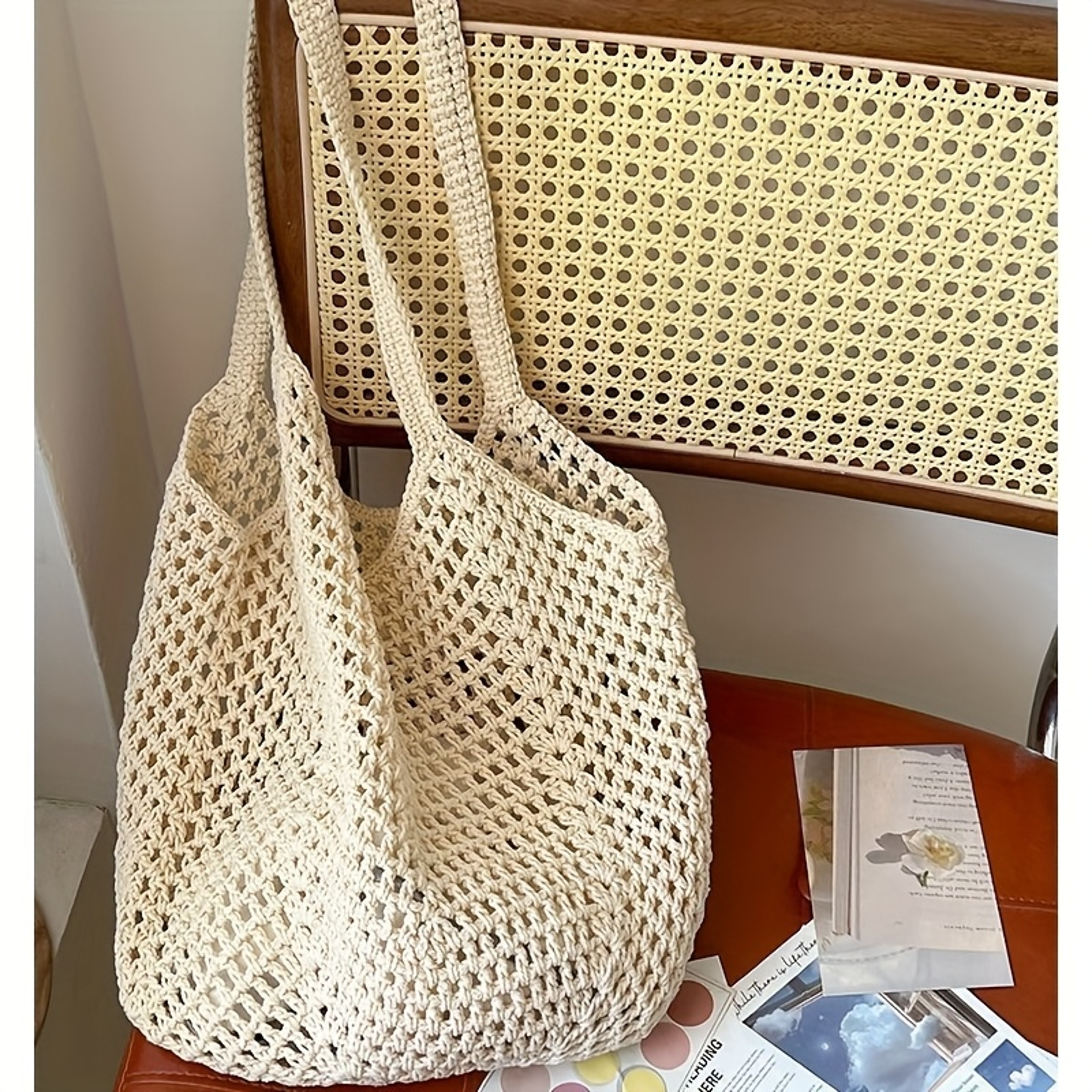 Woven Beach Bag For Women Stylish Summer Straw Tote  Holiday Market Bag 1