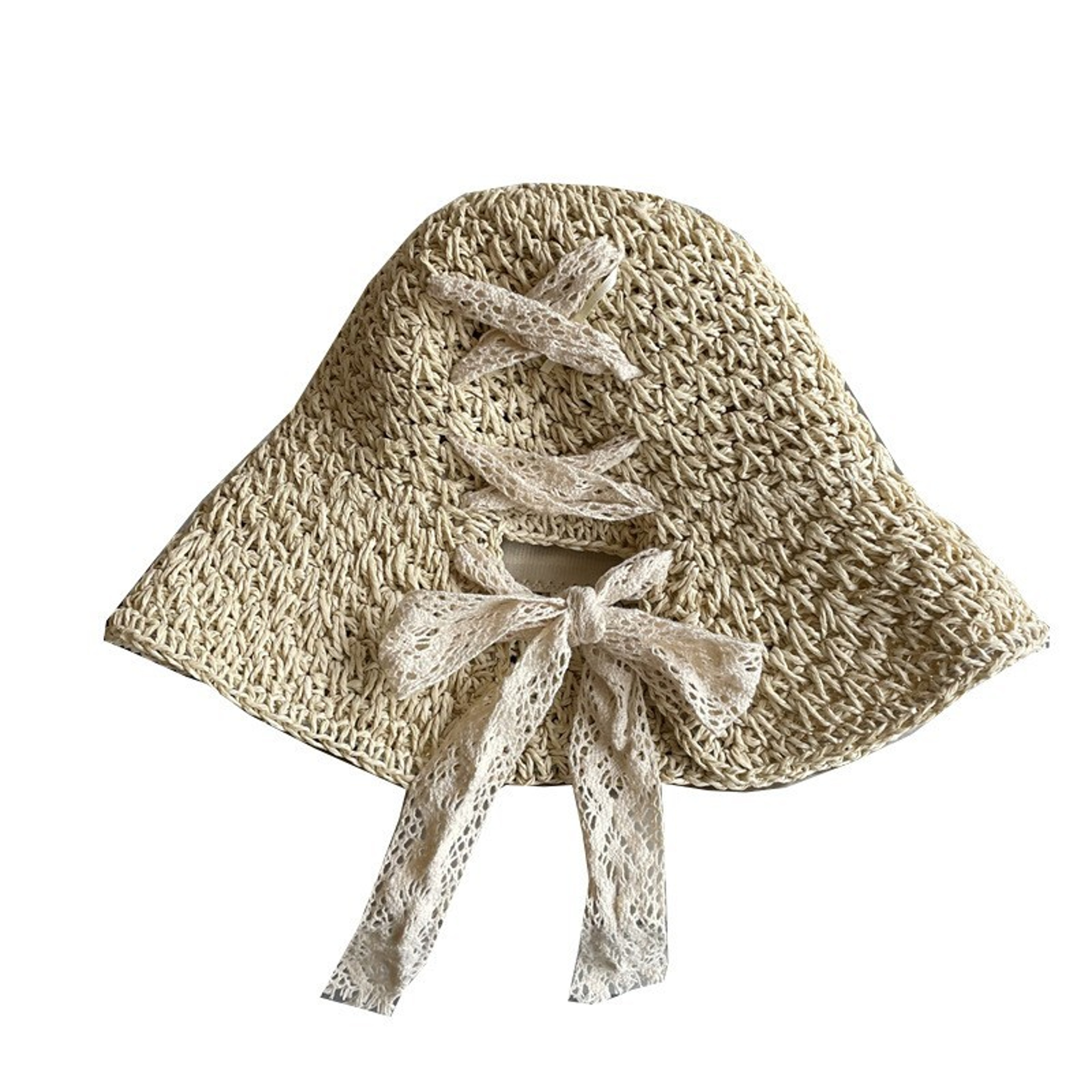 Aesthetic Lace Bow Summer Sun Hat 3