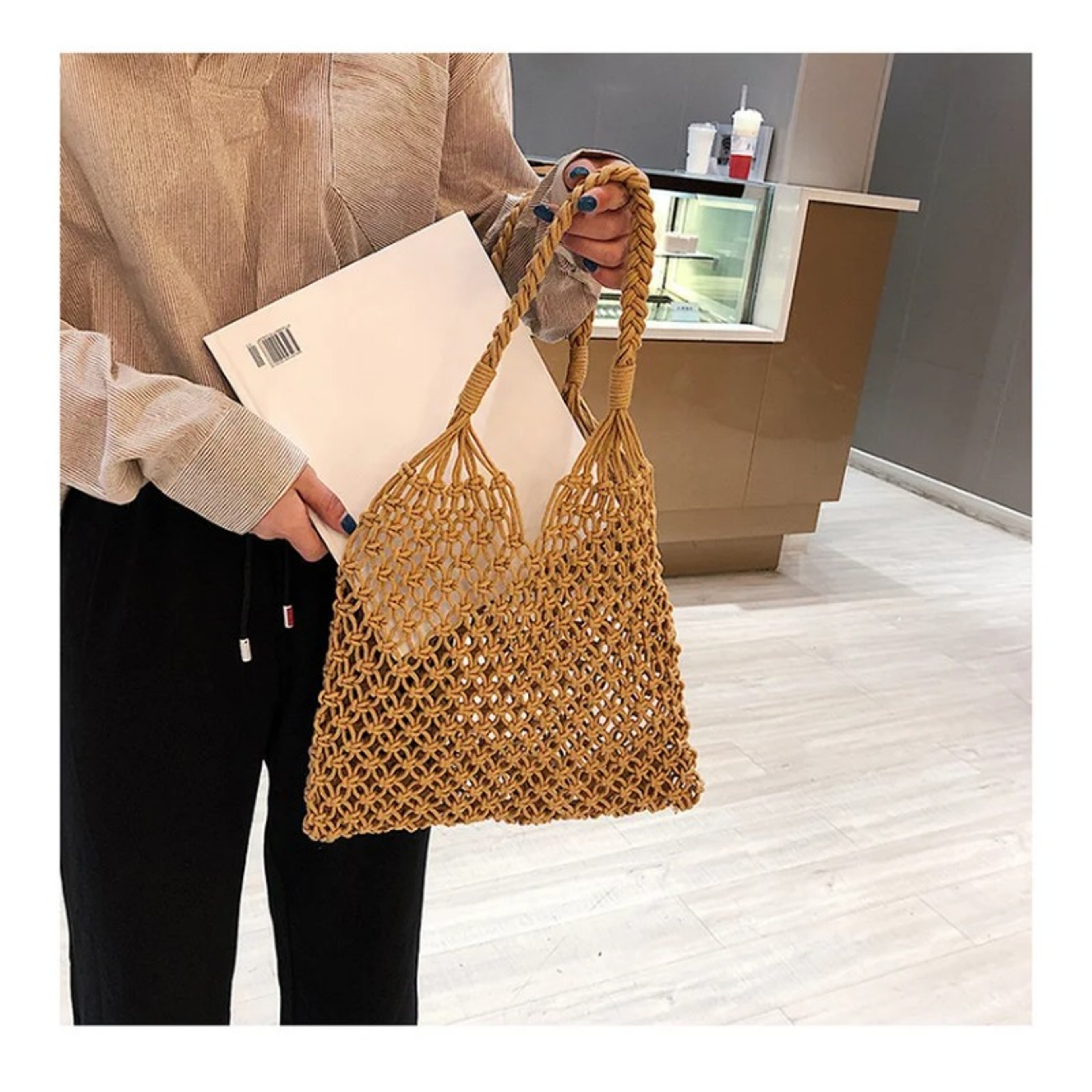 Handmade Cotton Woven beach bag and Summer Vacation Shopper – view 5