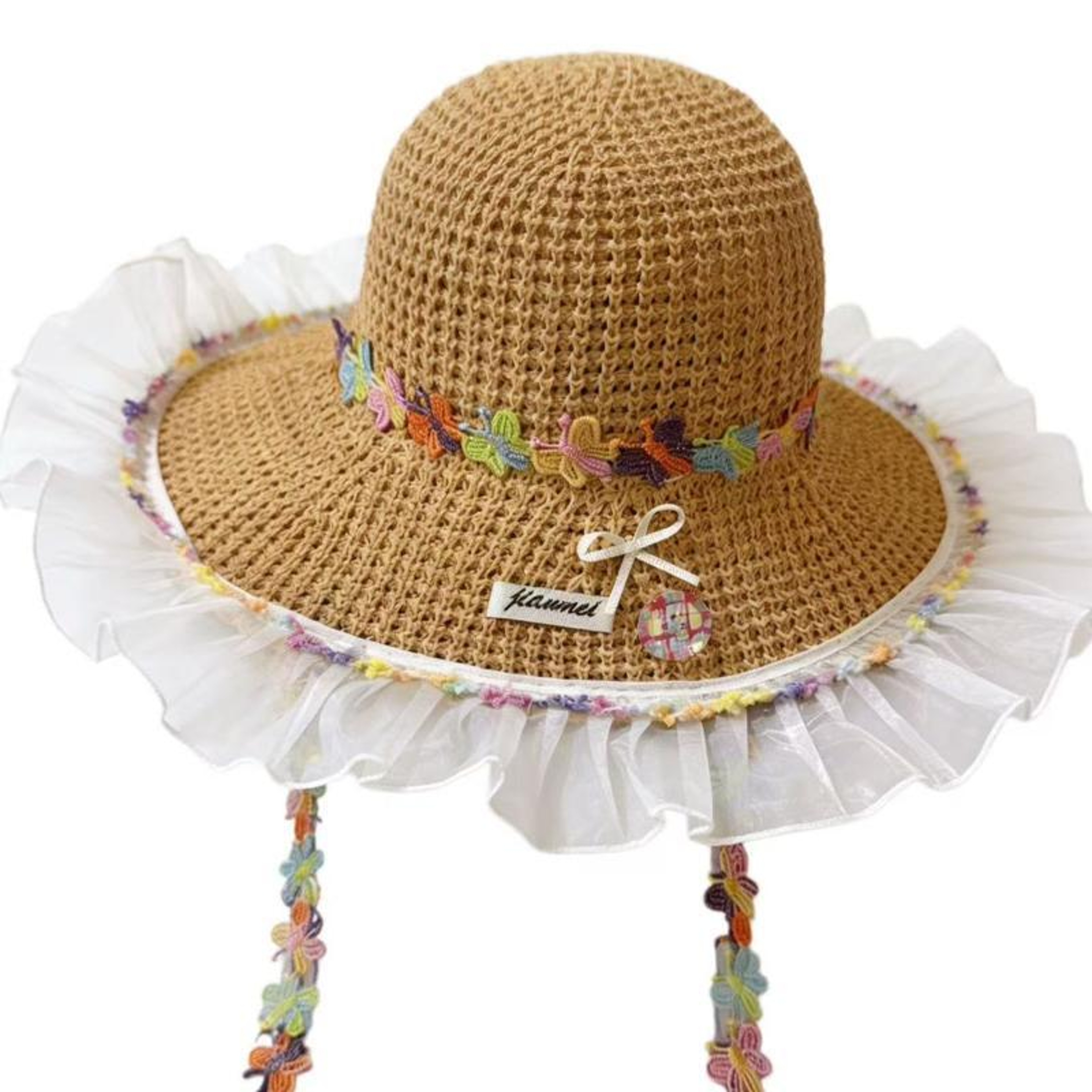 Summer Colorful Butterfly Straw Hat Wide Brim Beach Sun Protection – view 7