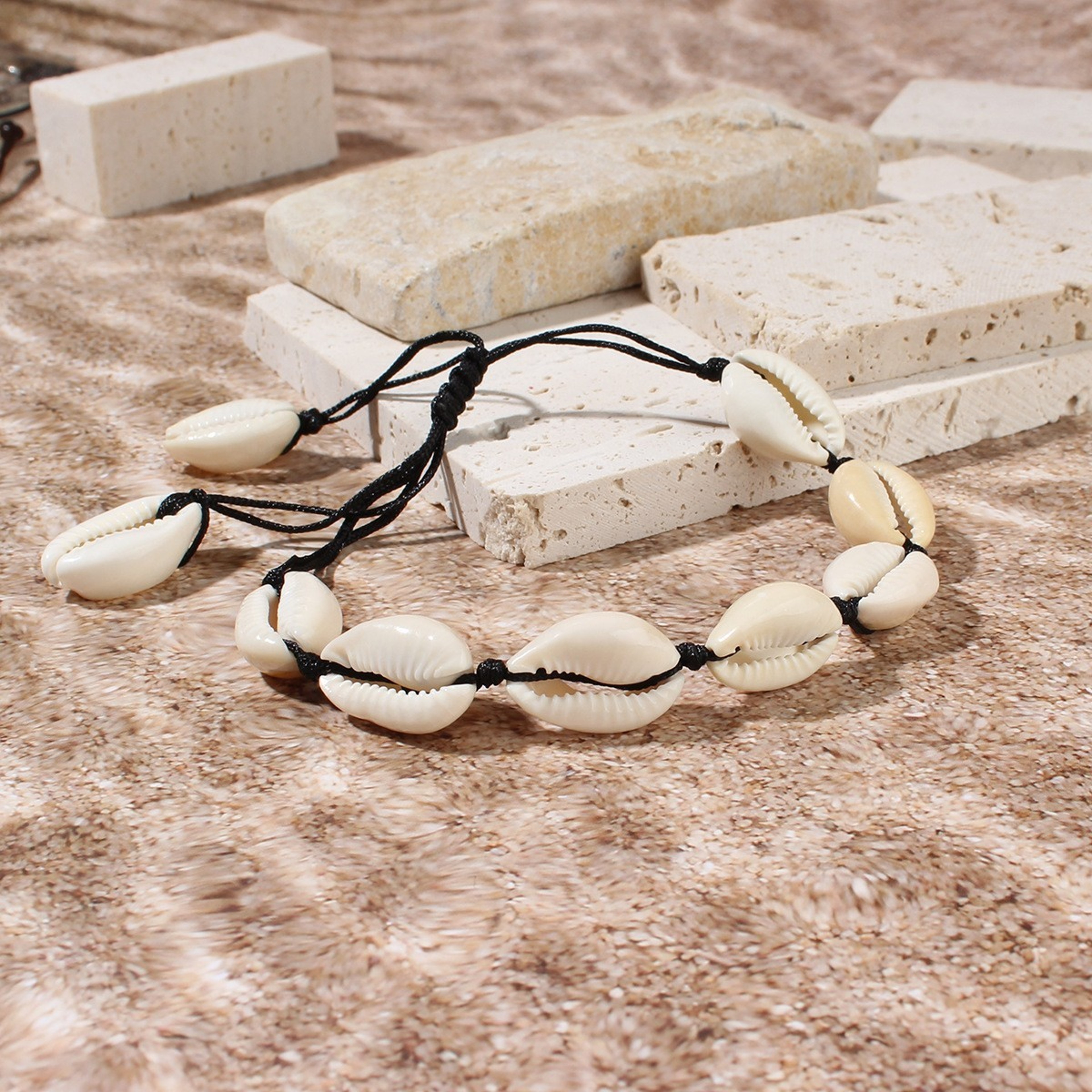 Coastal Shell Necklace and Handwoven Bracelet Set – view 5