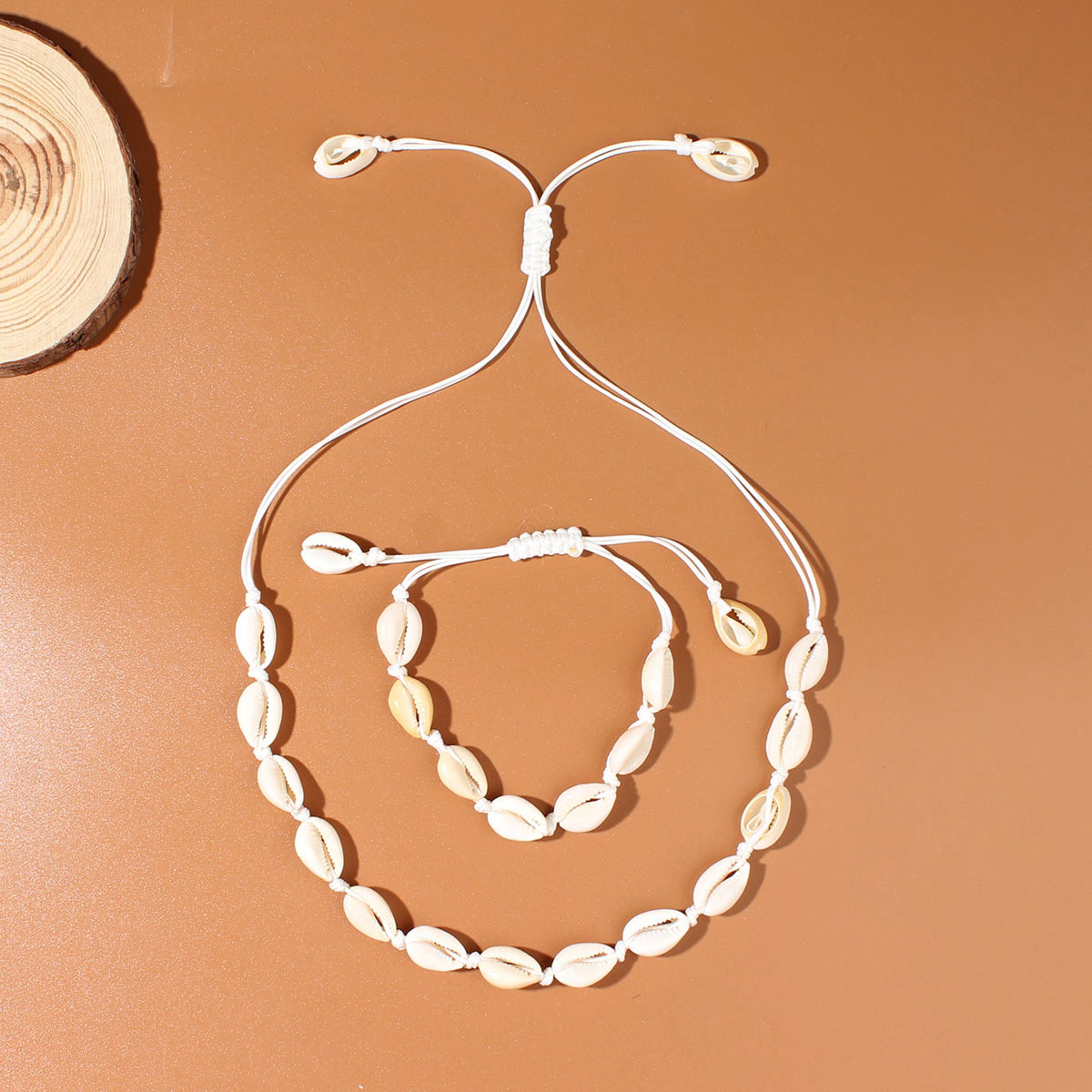 Coastal Shell Necklace and Handwoven Bracelet Set – view 8