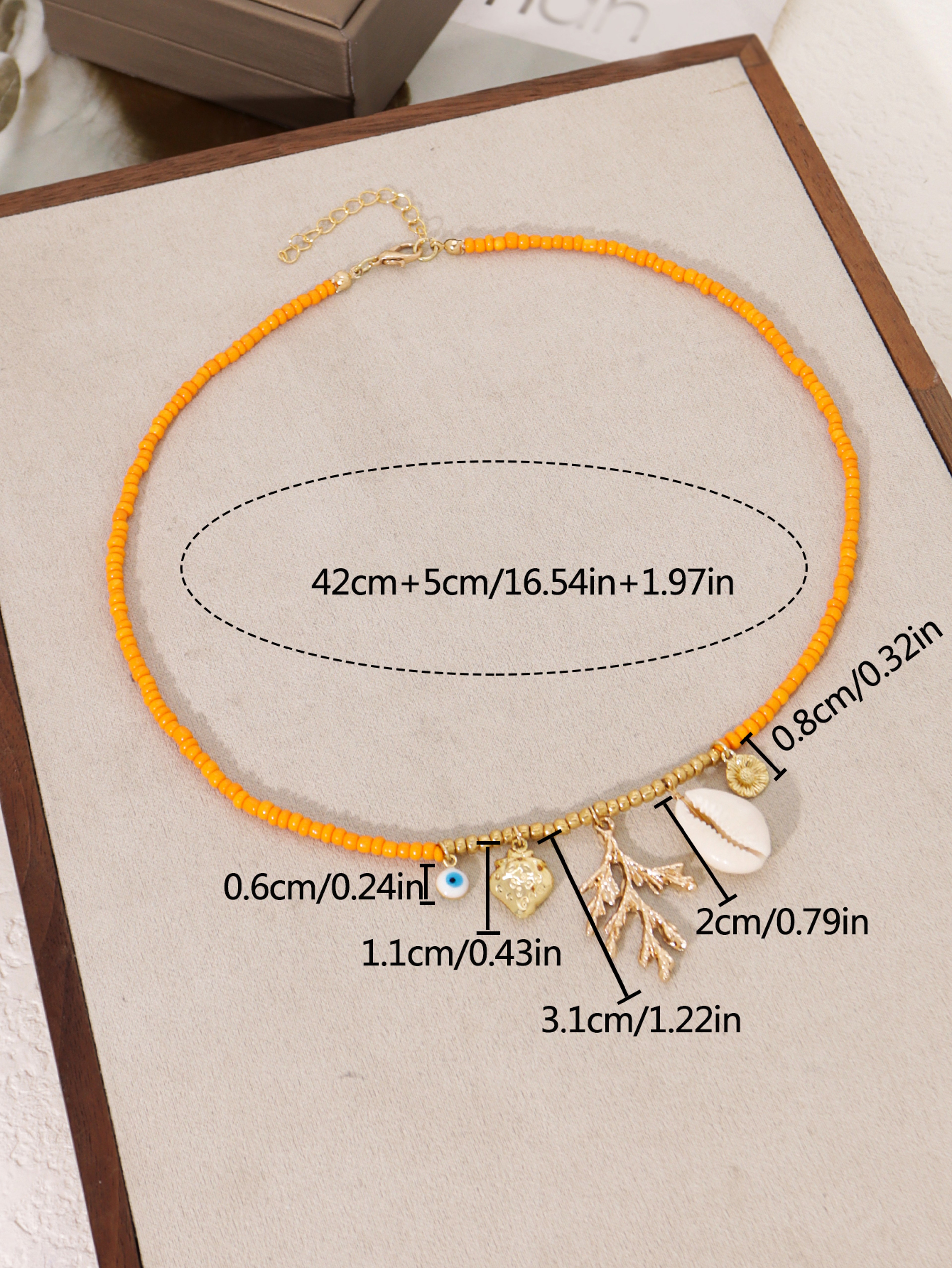 Bohemian Shell Strawberry Evil Eye Pendant Necklace – view 5