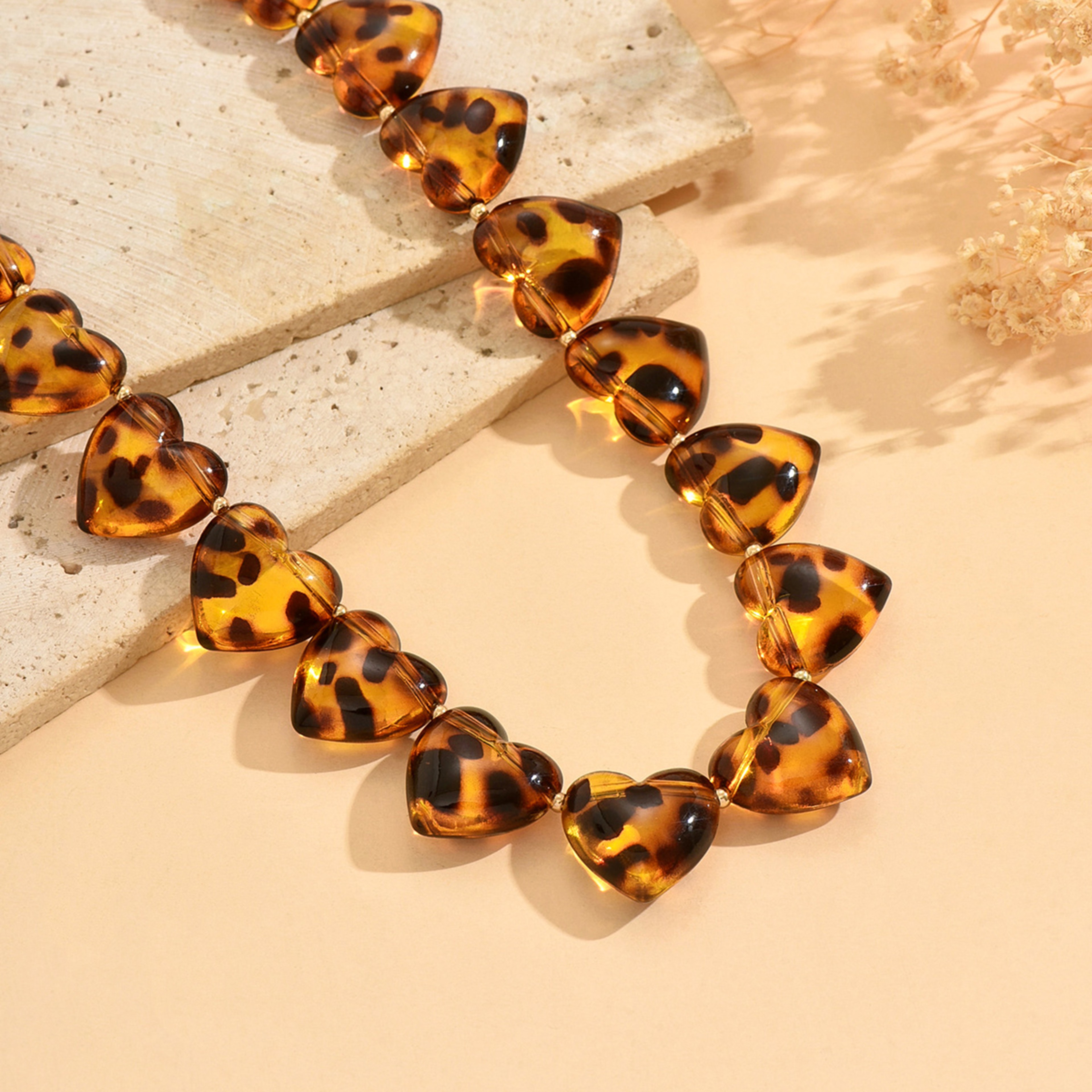 Leopard Print Heart Beaded Choker Necklace – view 5