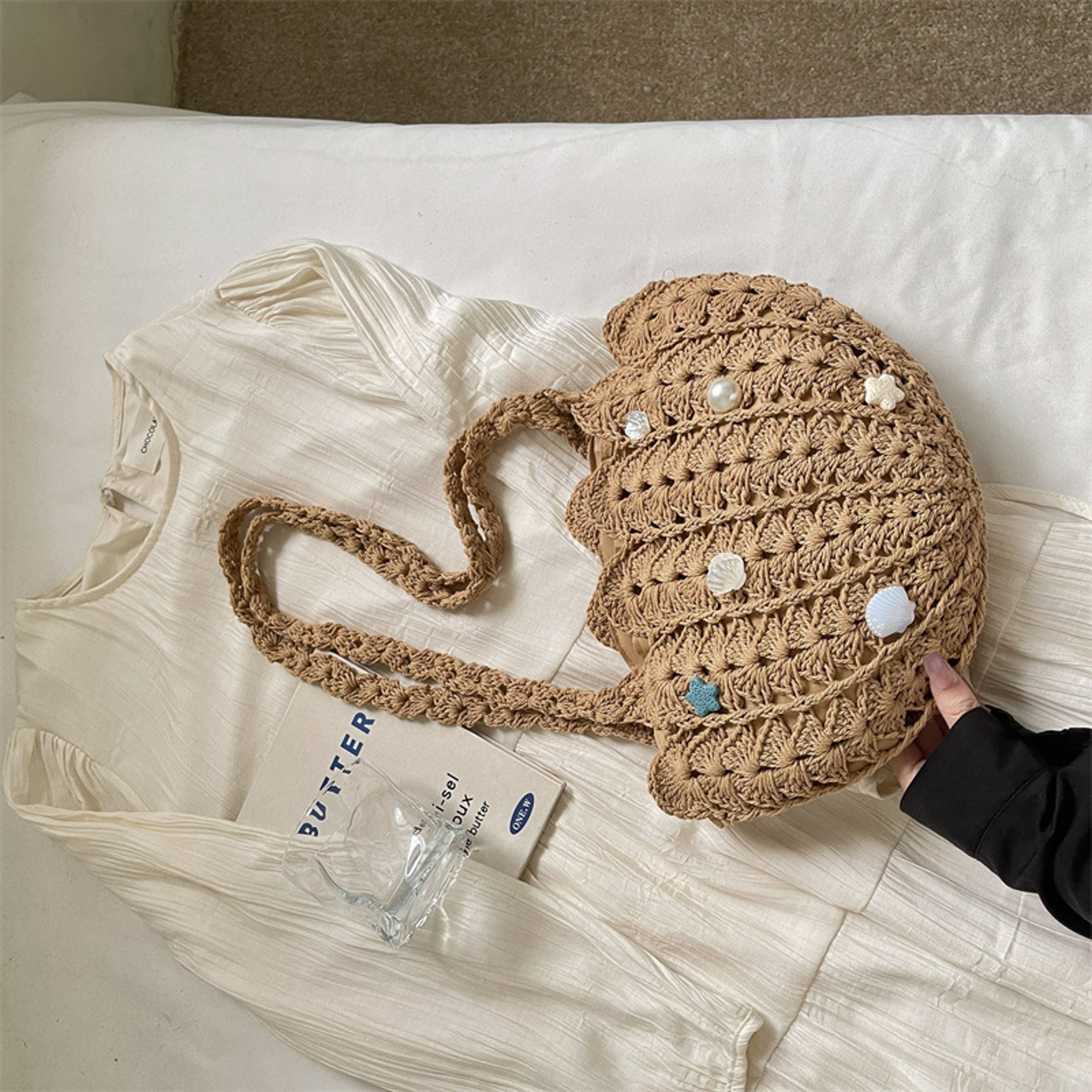 Summer Shell Hollow Woven Shoulder Bag – view 7