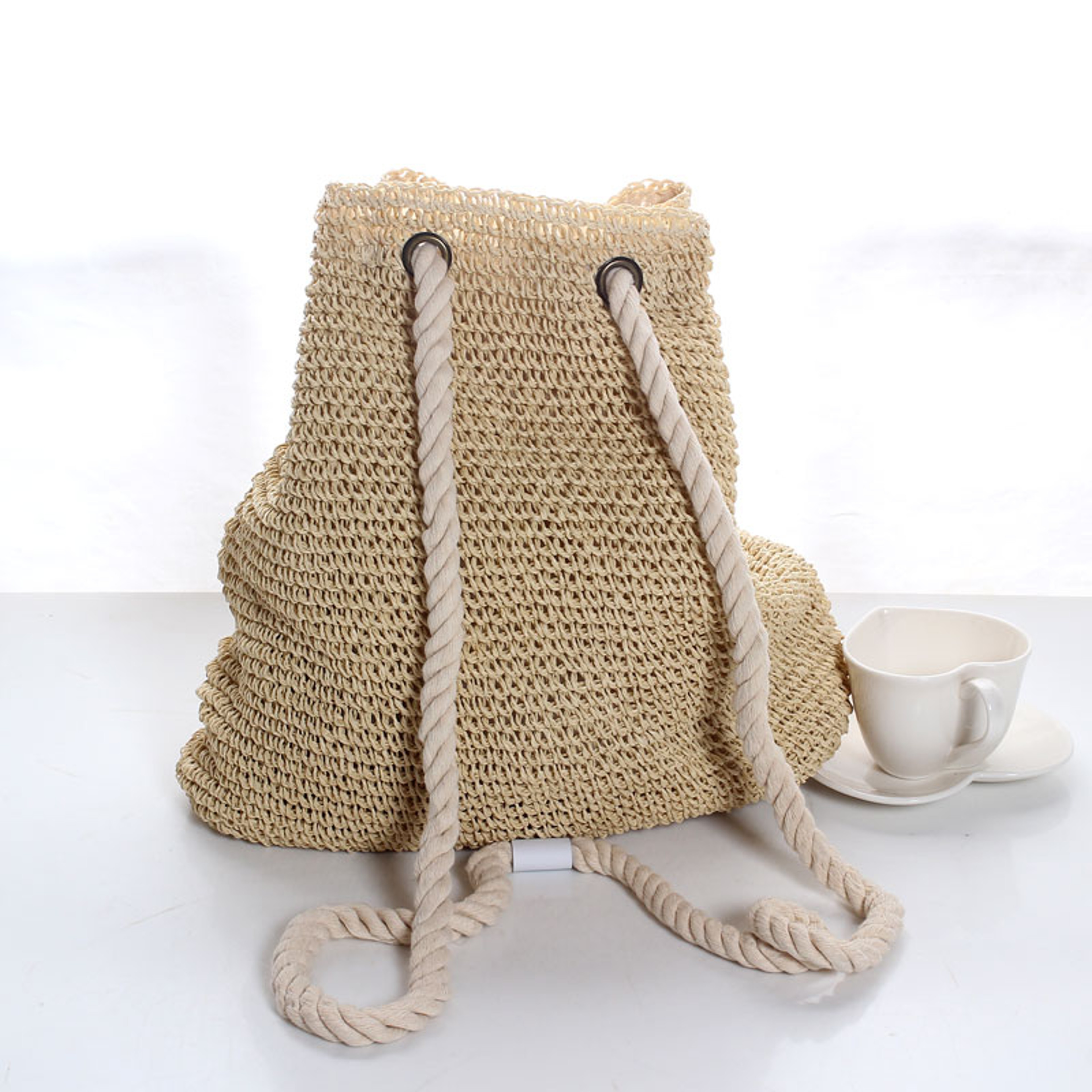 Handmade Woven Straw Backpack for Women – view 4