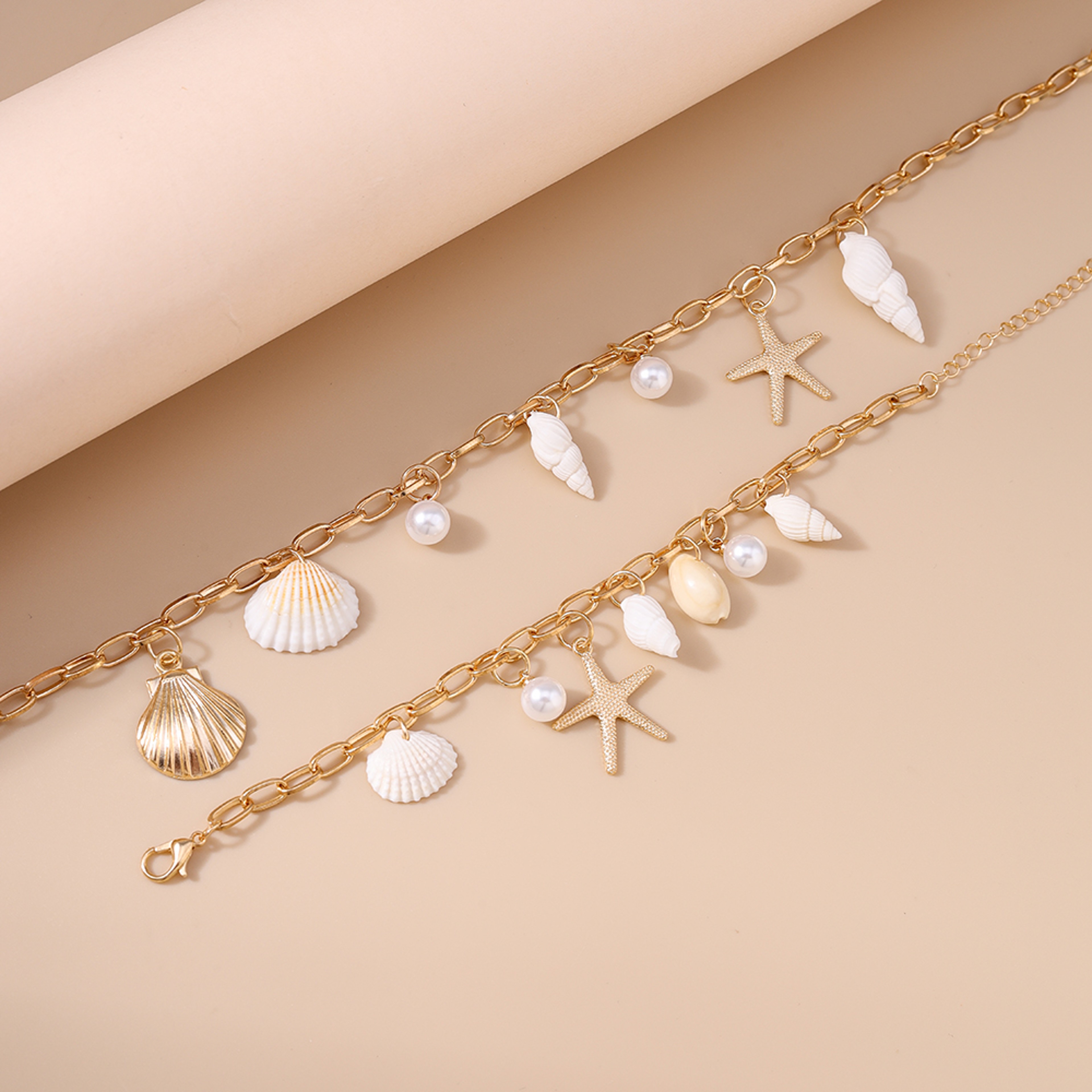 Bohemian Summer Beach Shell Necklace and Bracelet Set – view 5