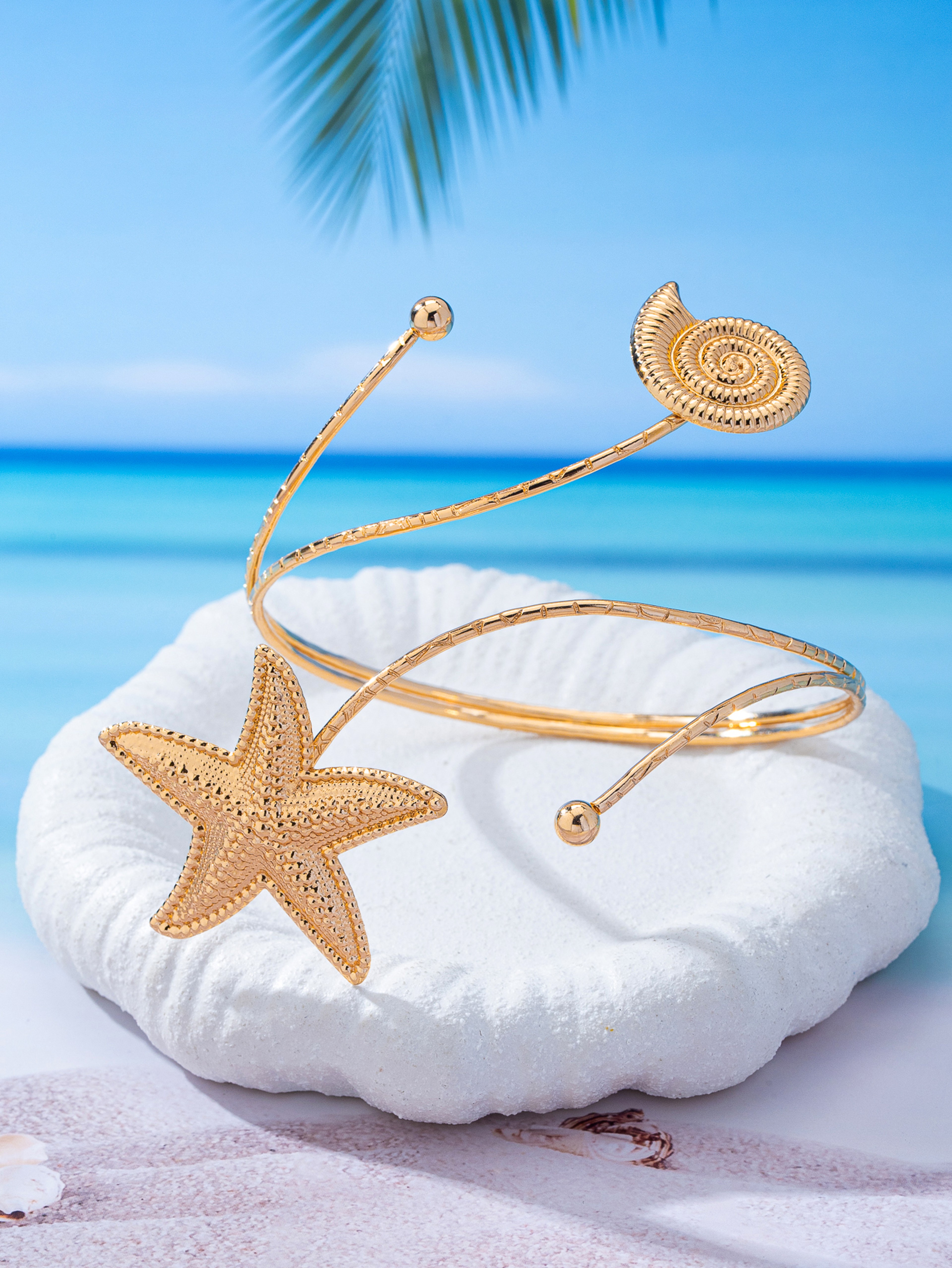 Gold Starfish Upper Arm Bracelet Set – view 7