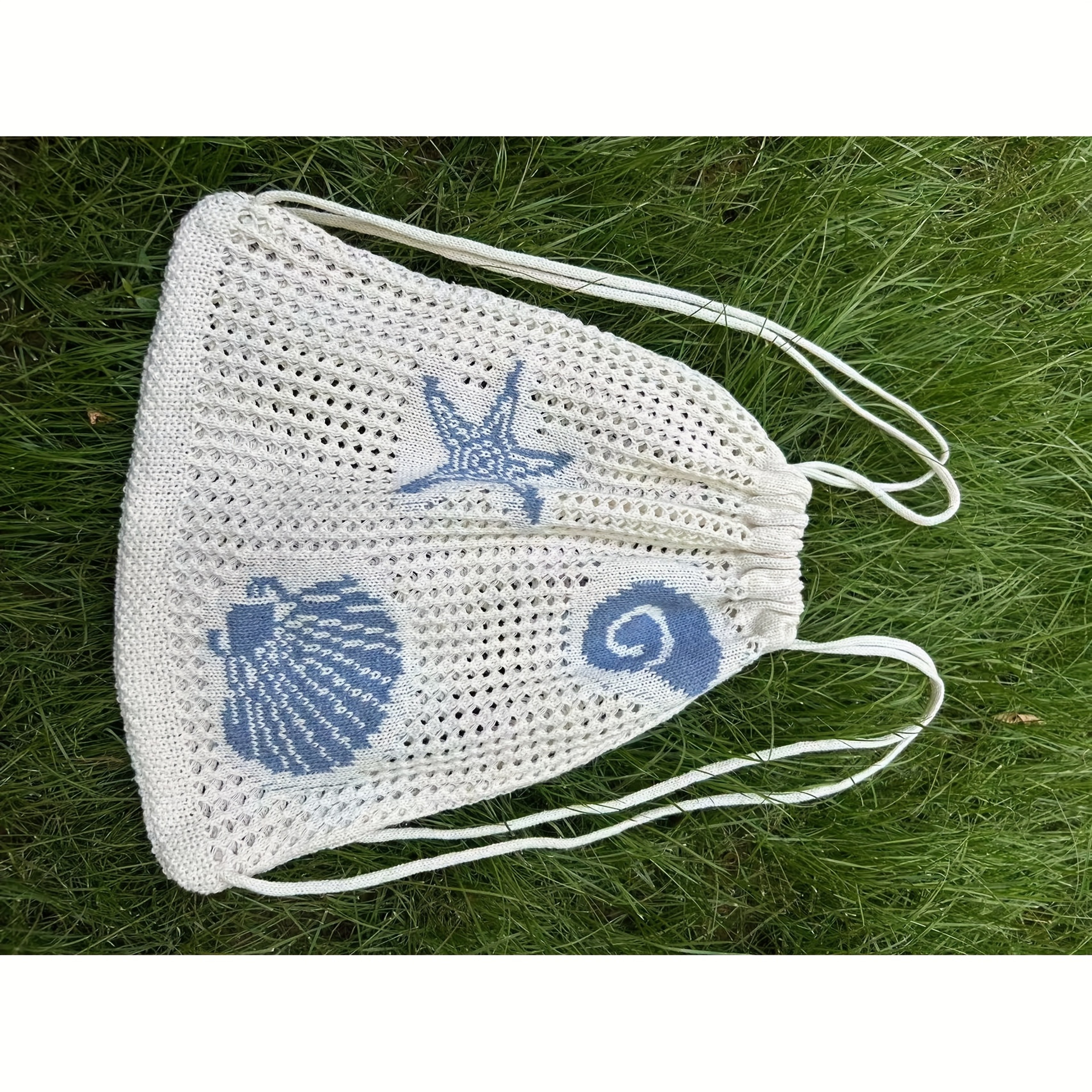 Summer Mesh Beach Backpack With Shell Decor 4
