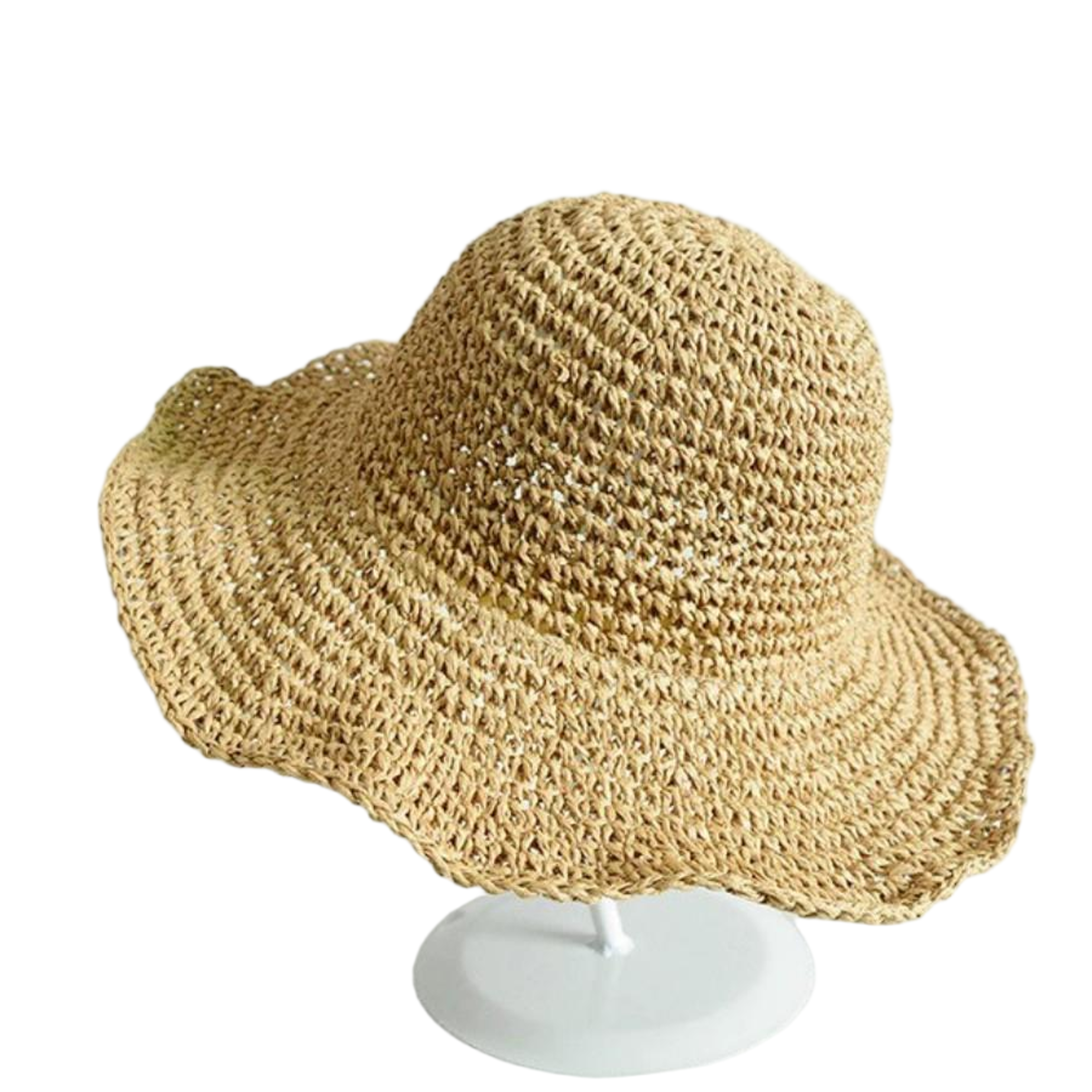 Foldable Straw Sun Hat For Women Breathable Beach Bucket Hat 4
