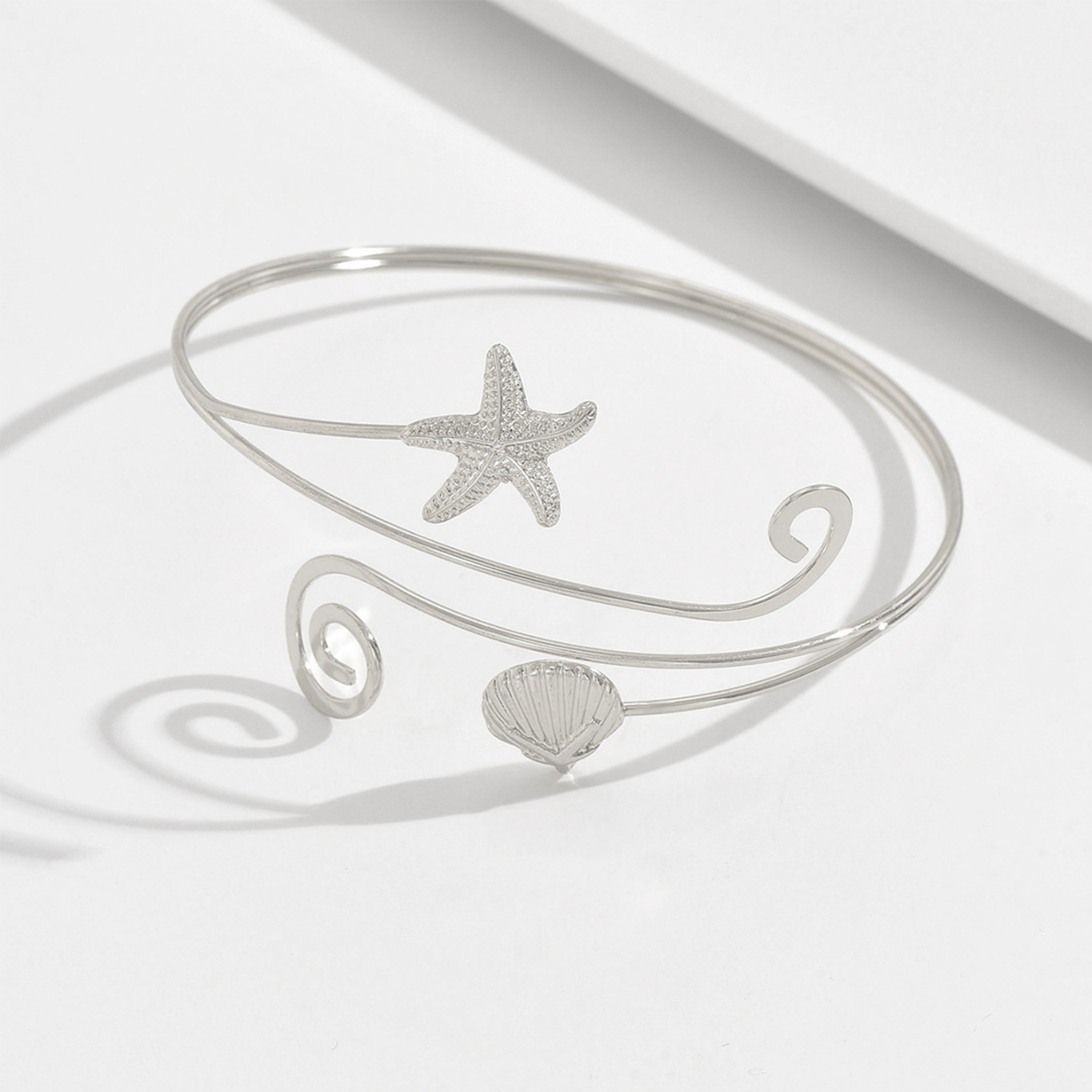 Coastal Starfish and Shell Upper Arm Cuff Beach Body Chain – view 3
