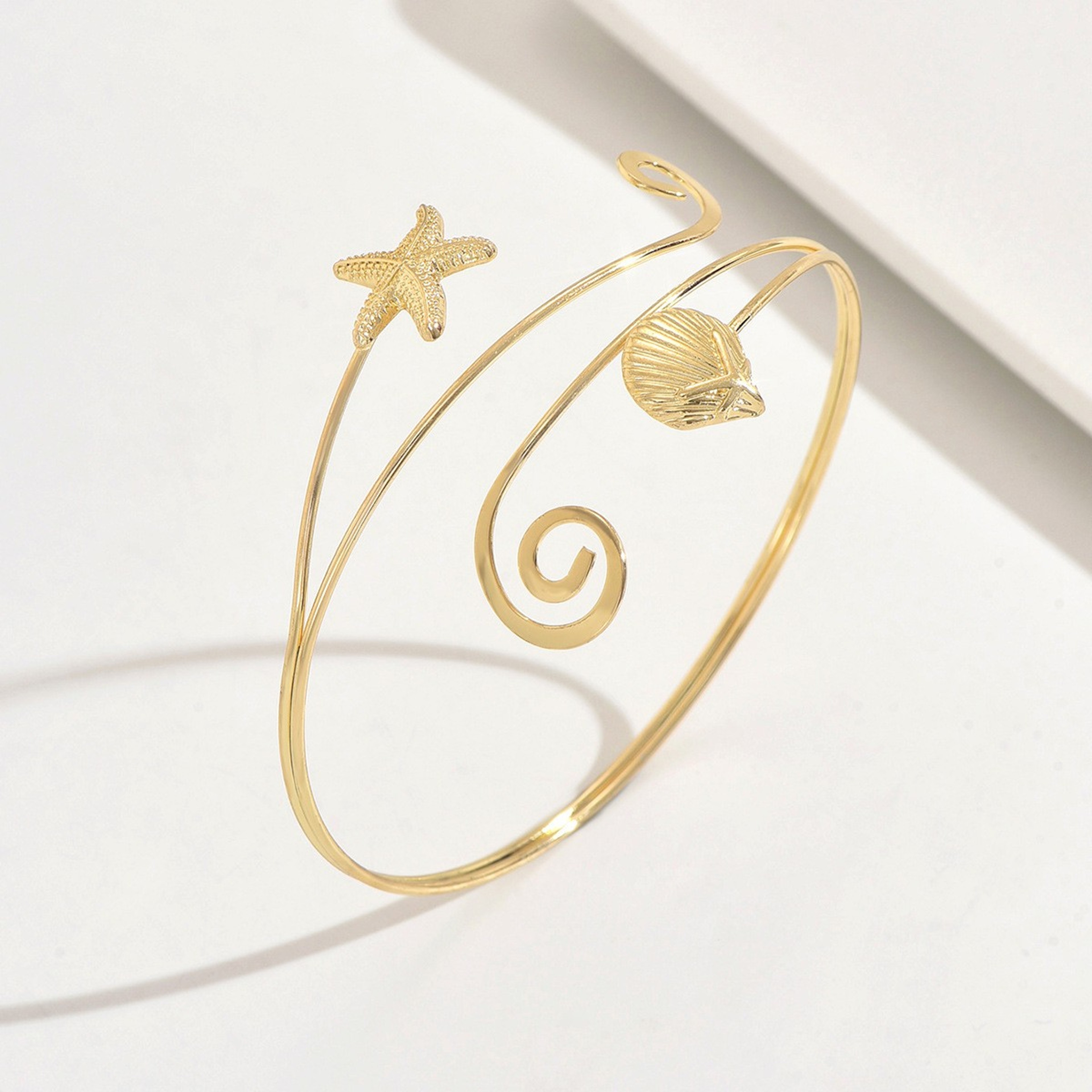 Coastal Starfish and Shell Upper Arm Cuff Beach Body Chain – view 7
