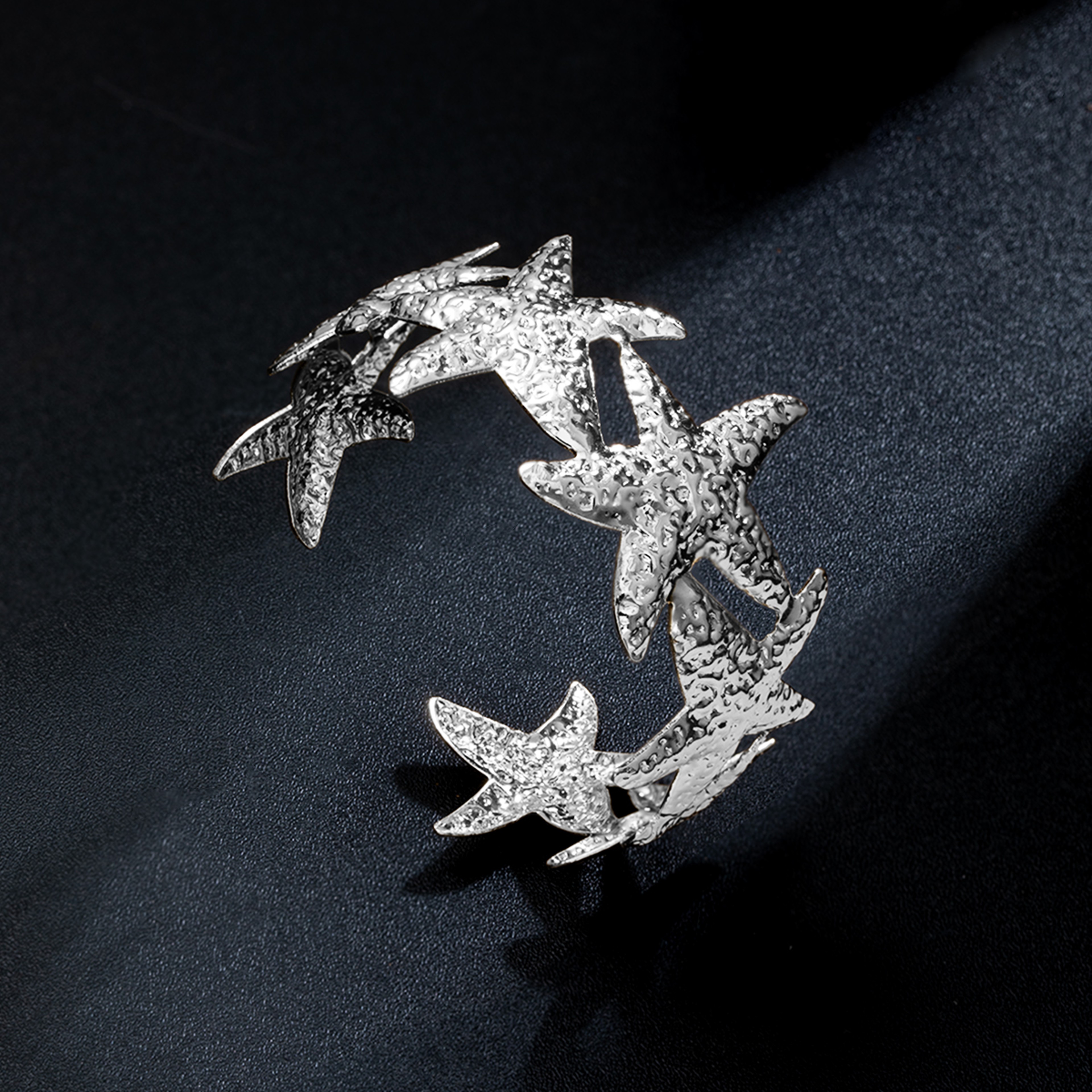 Edgy Starfish Open Cuff Bracelet for Women – view 4