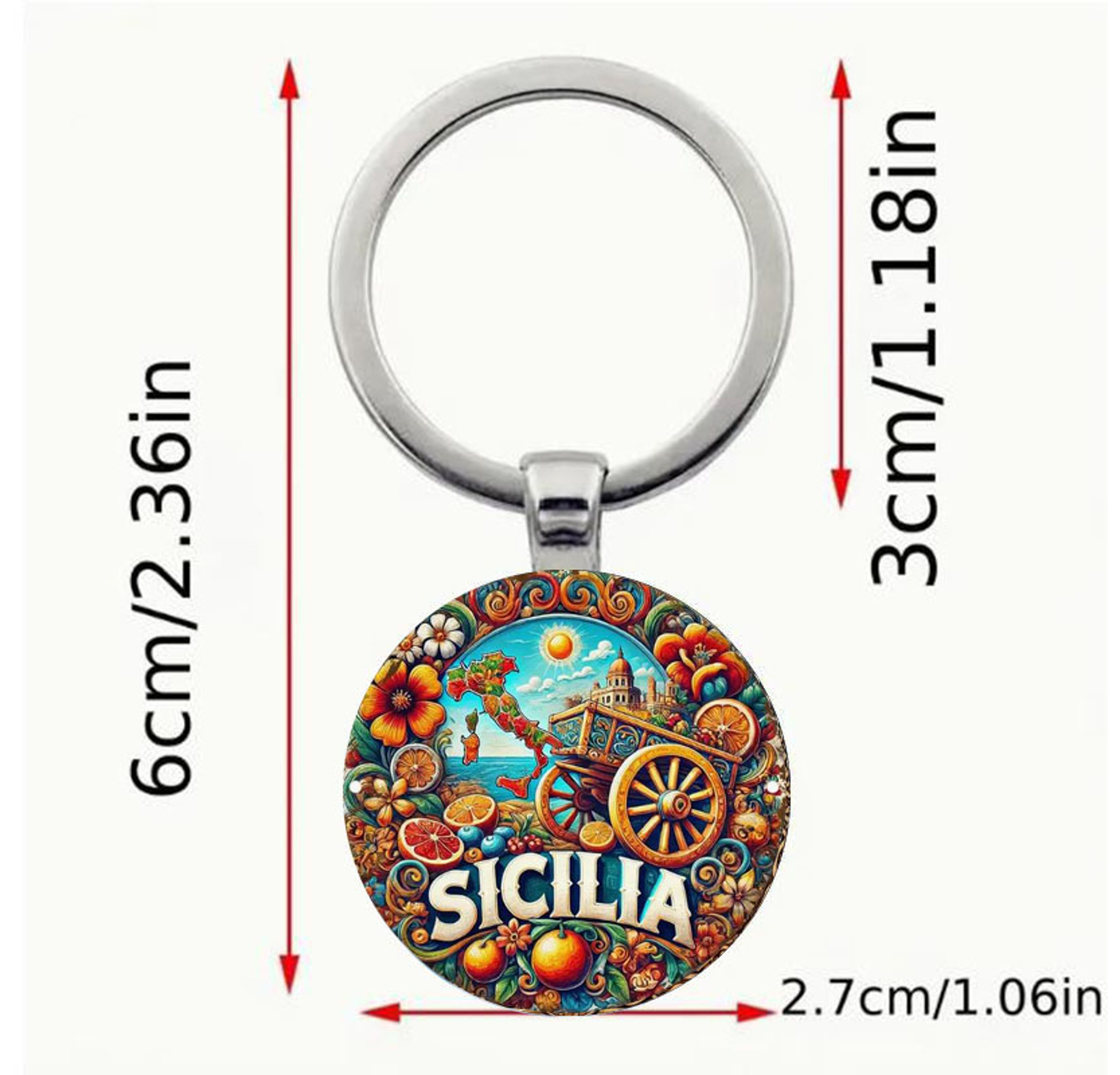 Handmade Sicilian Carriage Keychain Vintage Italian Souvenir – view 2