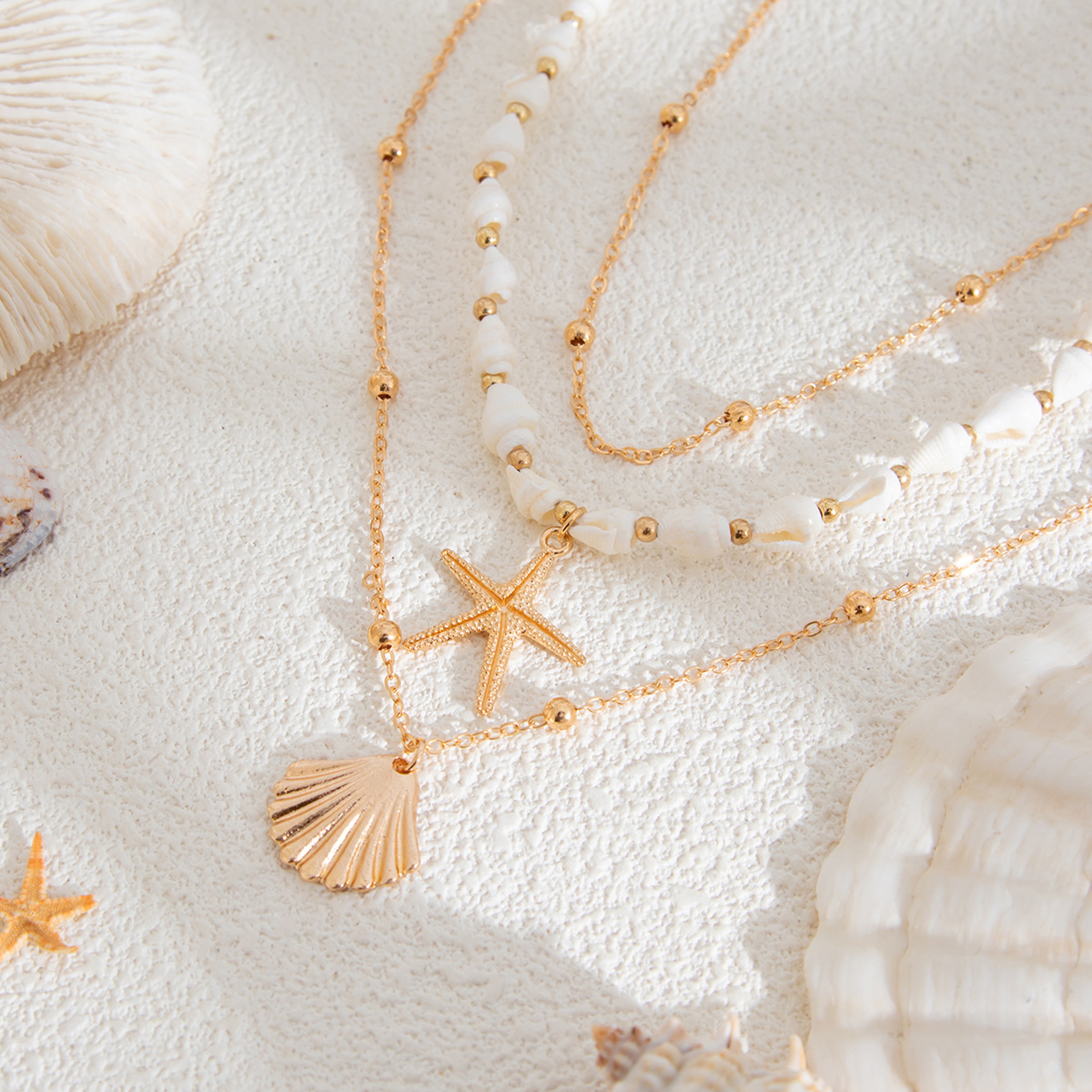 Boho Shell Layered Necklace Set – view 5