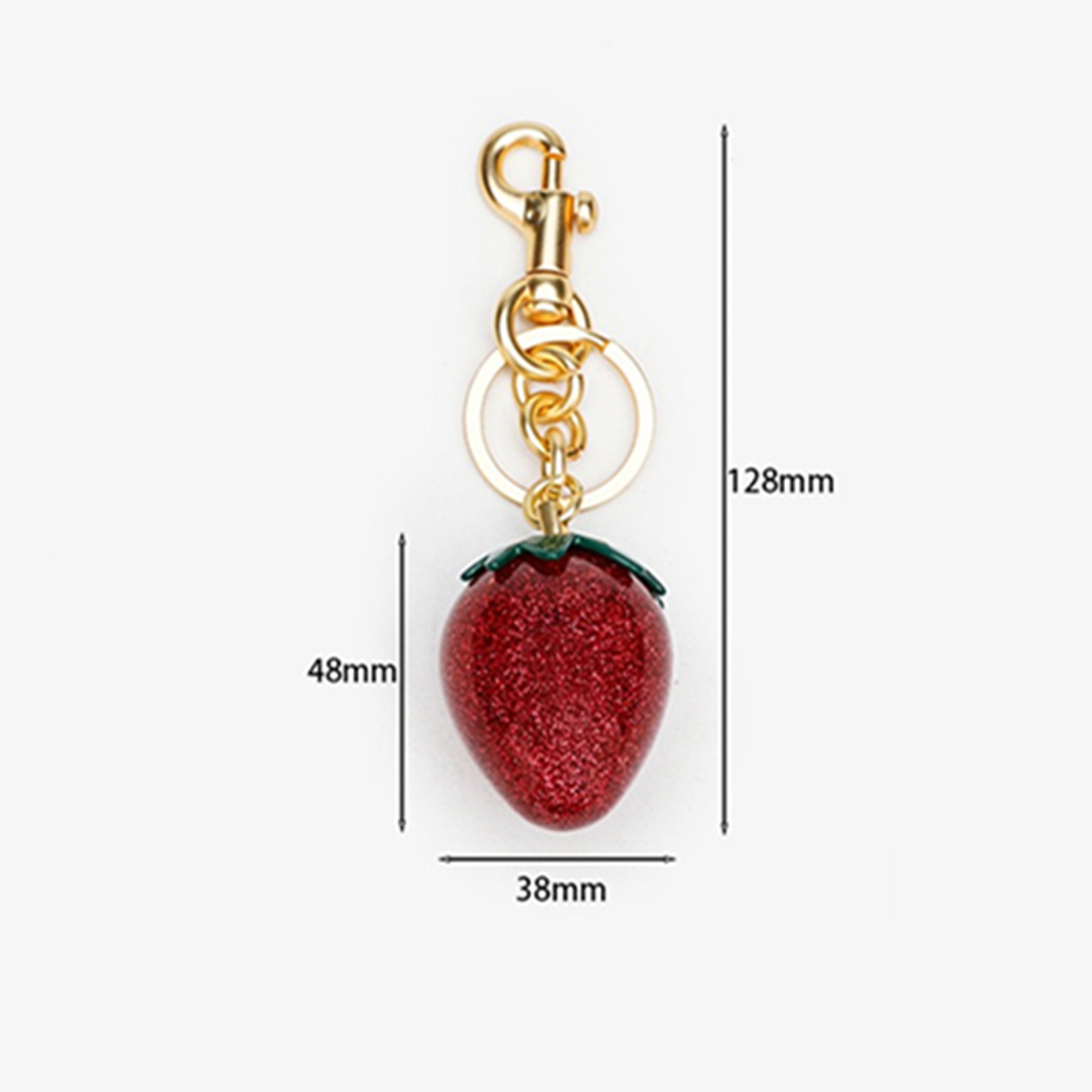 Red Crystal Strawberry Bag Charm and Keychain for Handbags – view 6