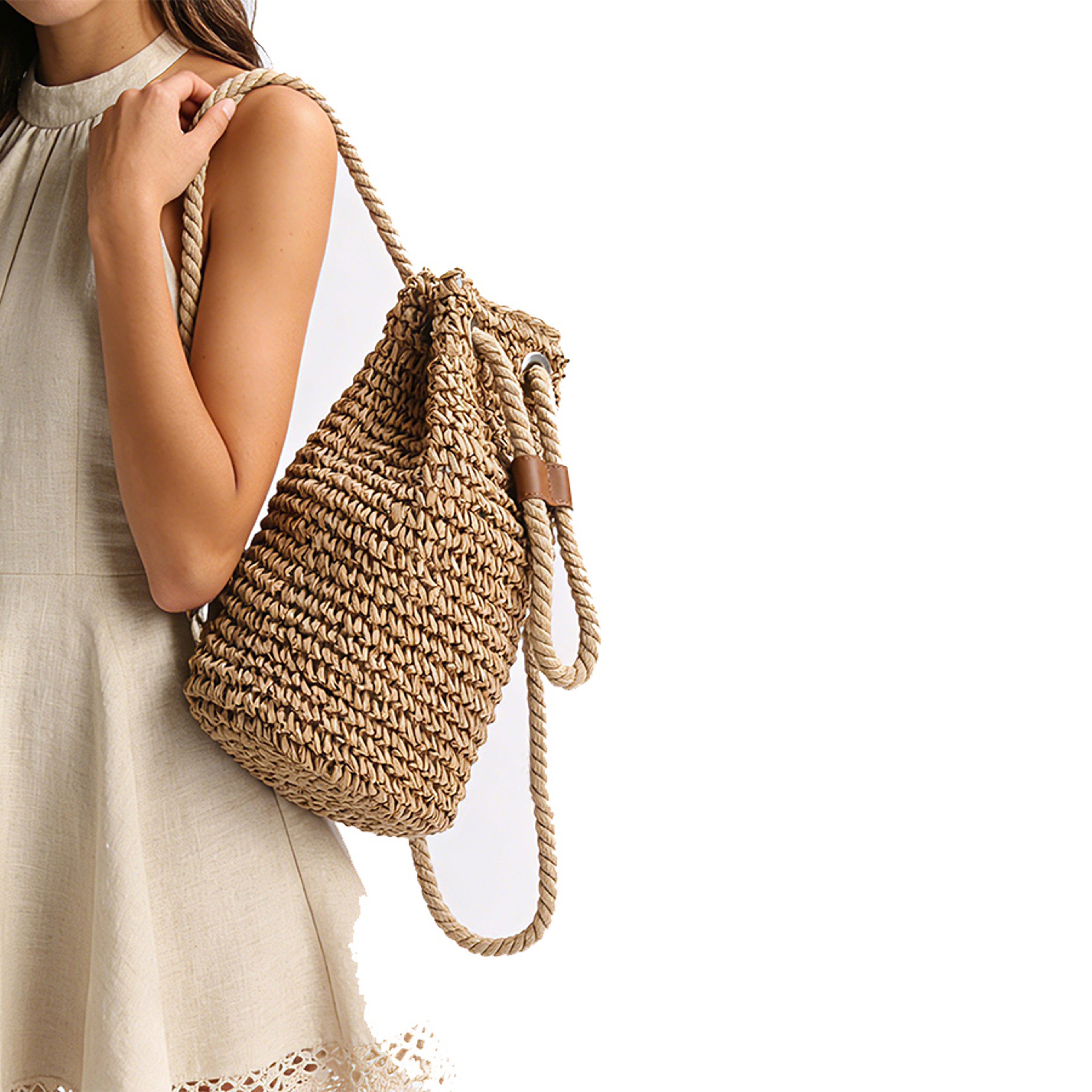 Handmade straw backpack for women, bohemian woven beach bag, and casual summer travel bag – view 5