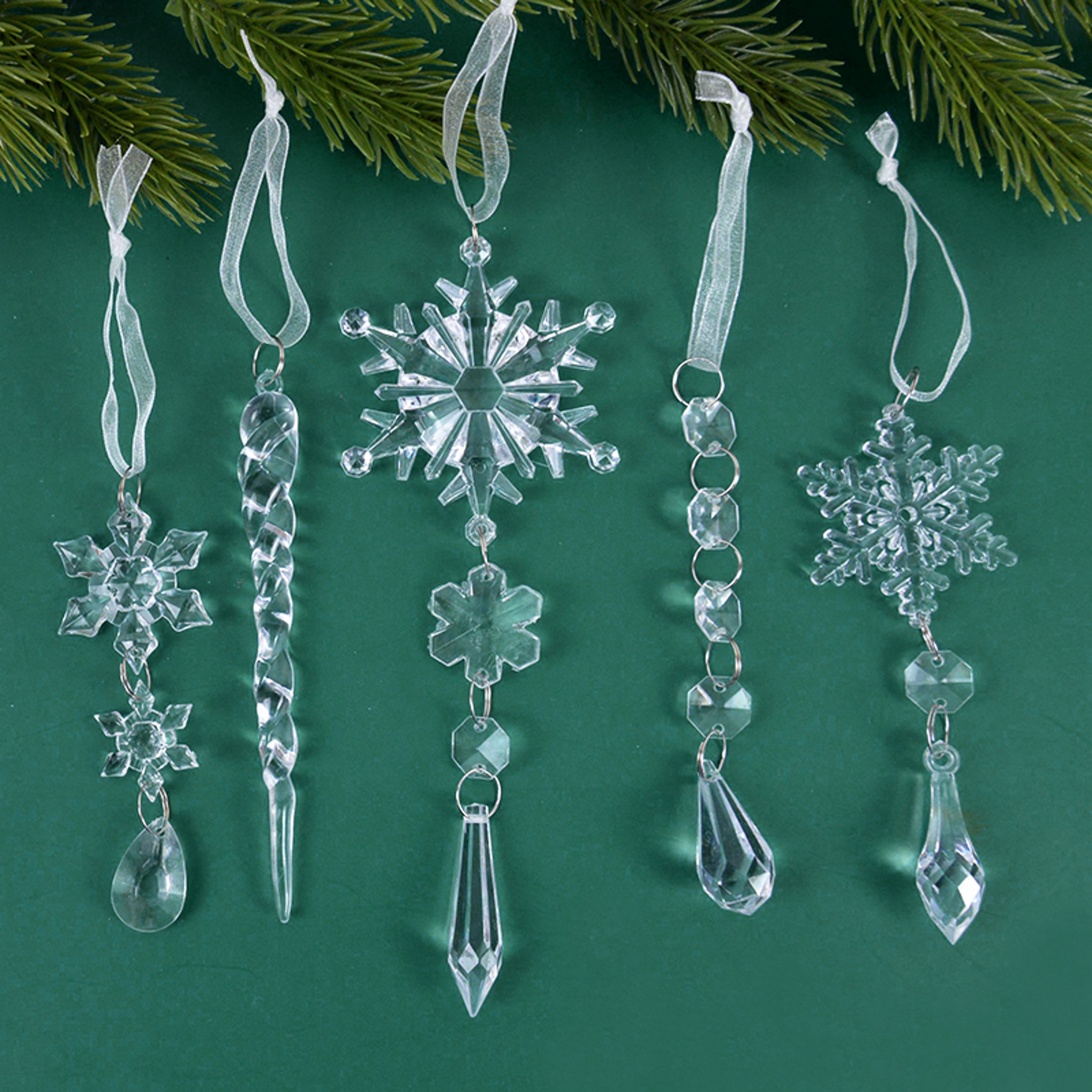 Acrylic Transparent Snowflake  Icicle Ornaments Set For Christmas Tree Decorations 3