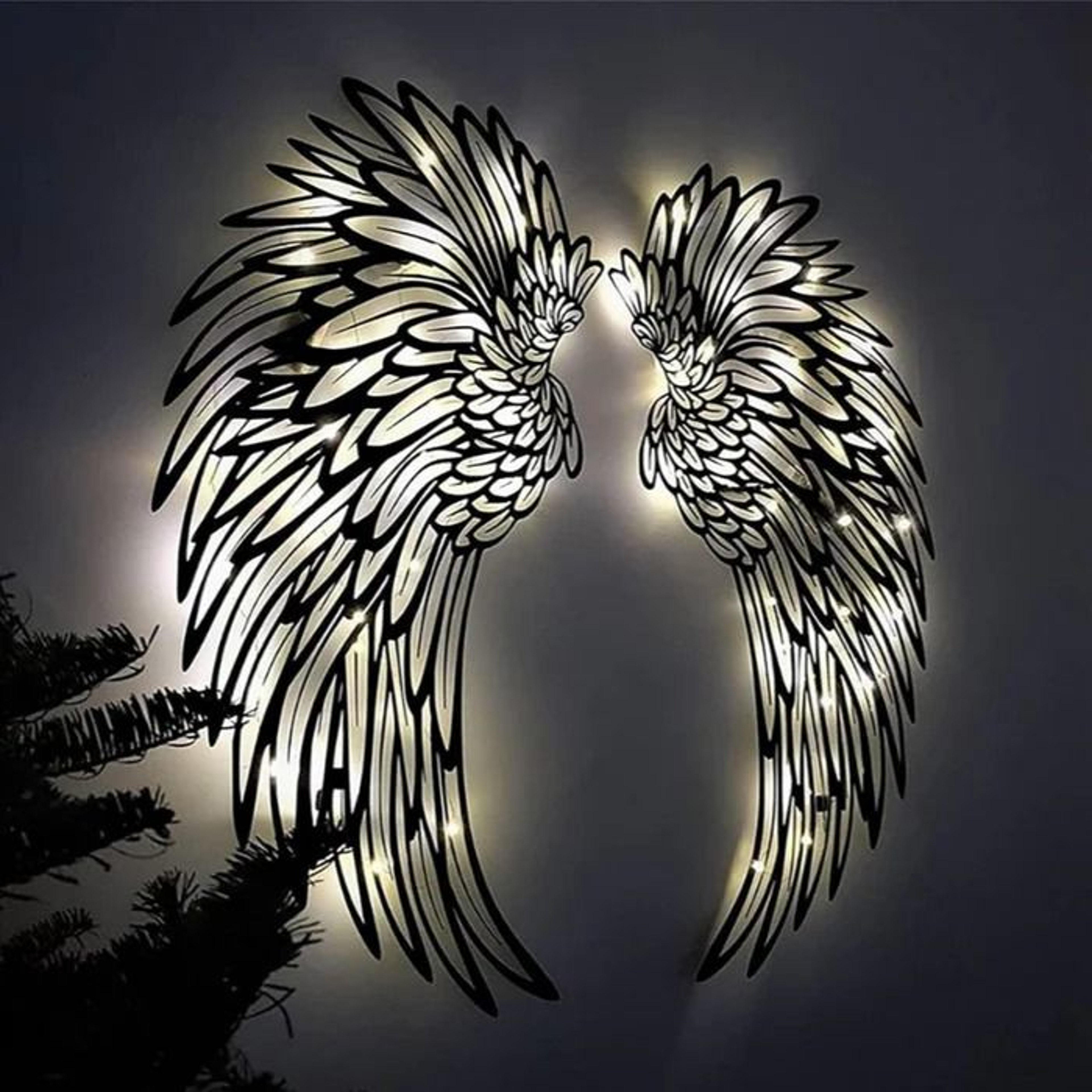 Black Angel Wings Wall Art With LED Lights Luminous Angel Feather Wings 4