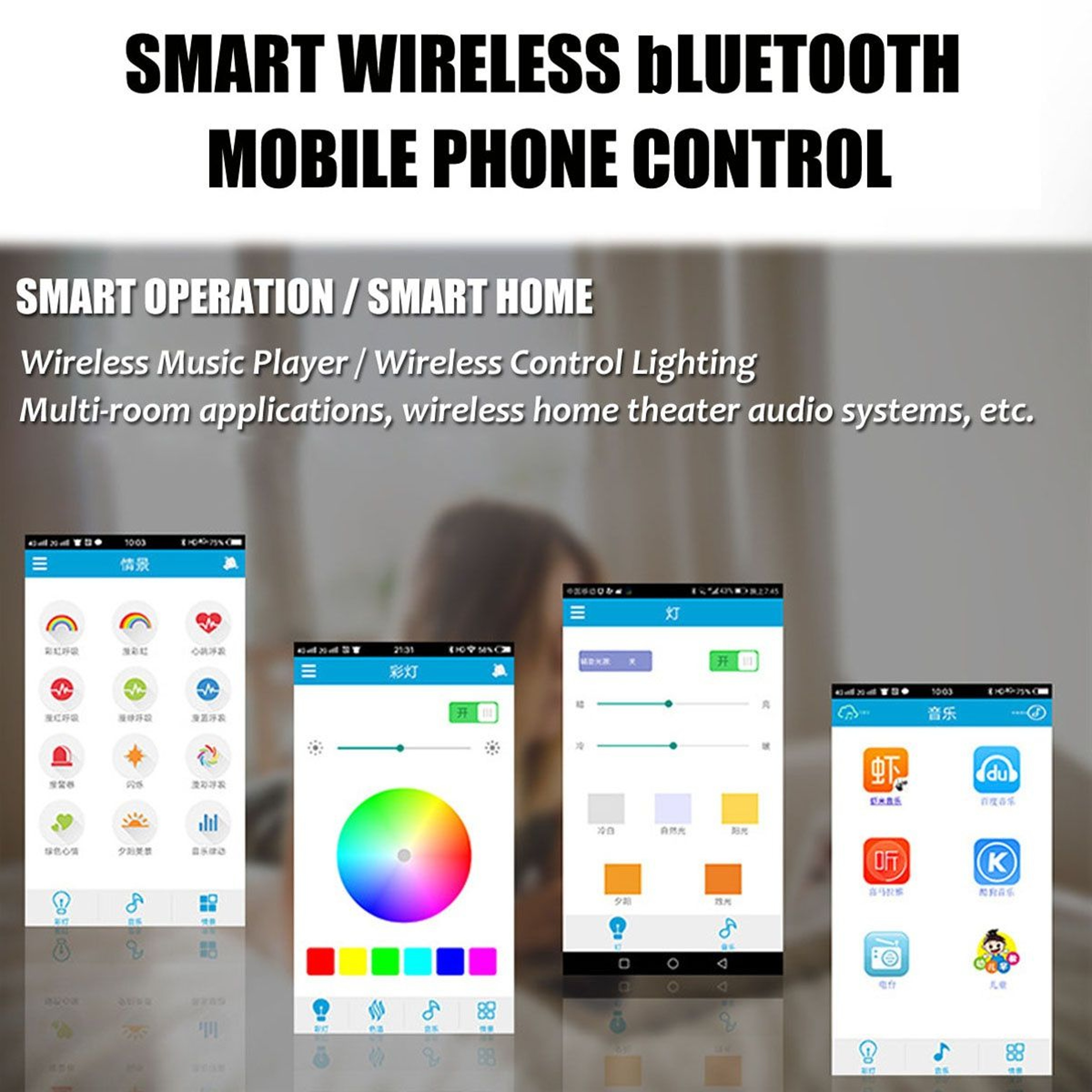 Smart RGB LED Ceiling Light with Bluetooth Speaker  Remote