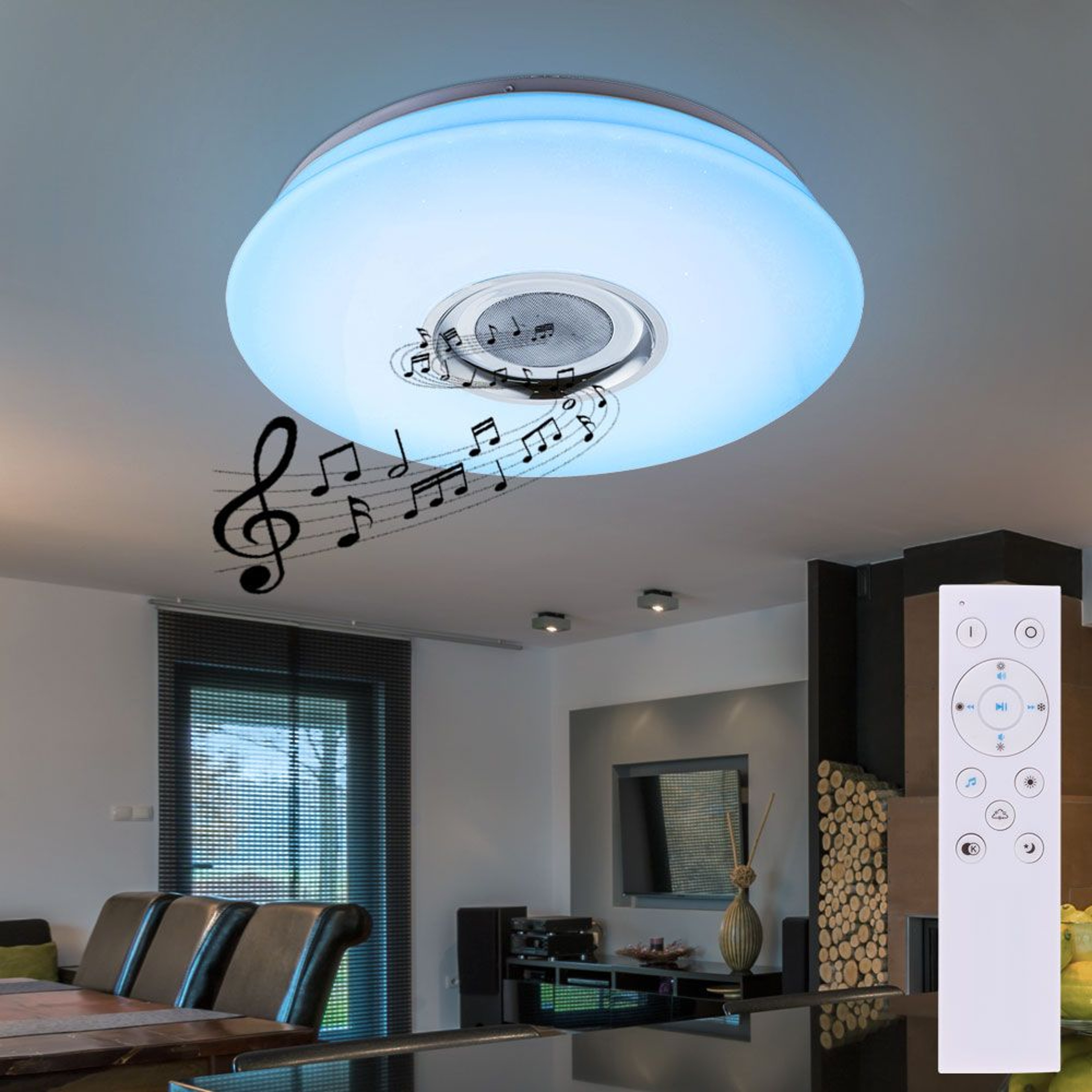Smart RGB LED Ceiling Light with Bluetooth Speaker  Remote