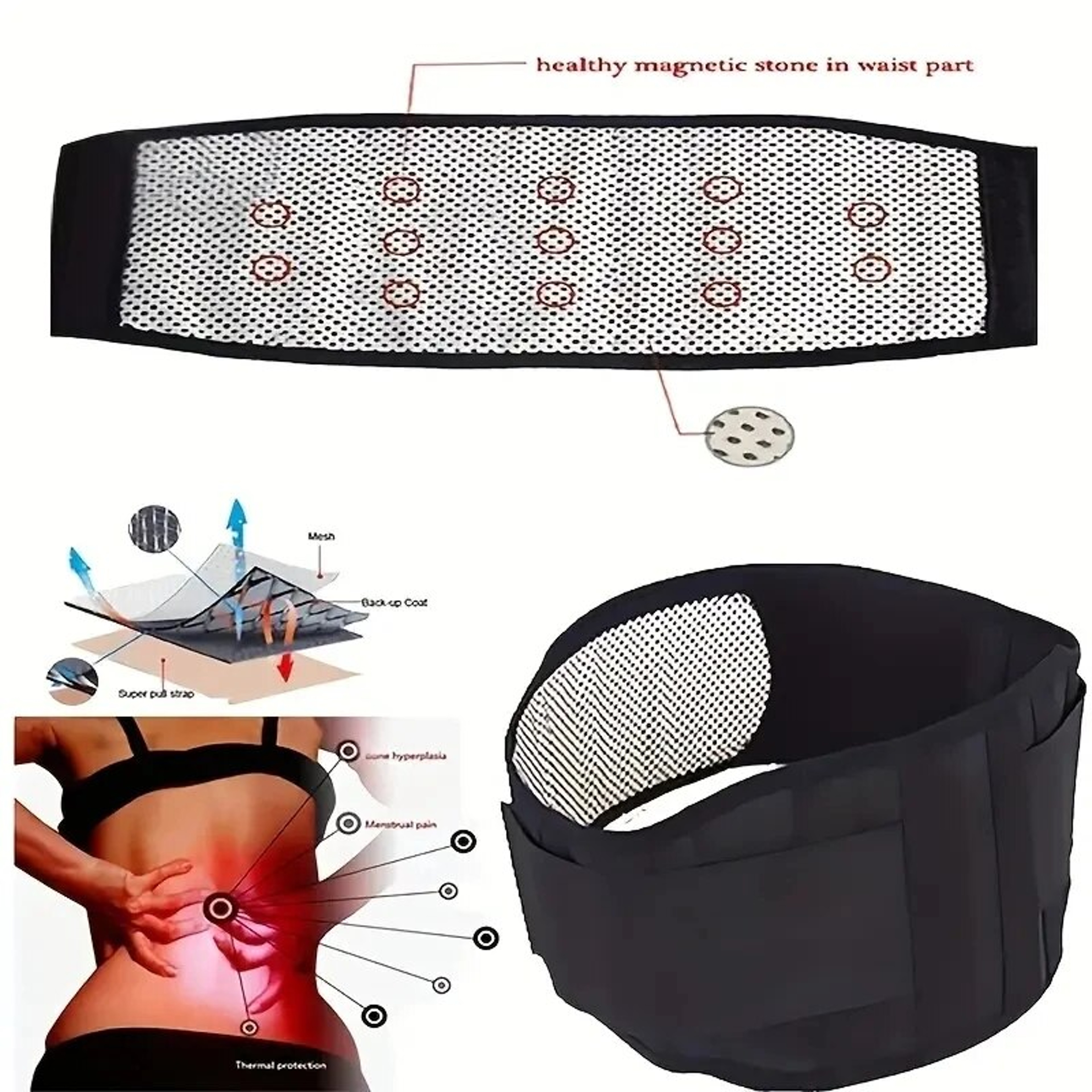 Adjustable Self-Heating Magnetic Therapy Back and Waist Support Belt for Pain Relief & Sports Recovery – view 4
