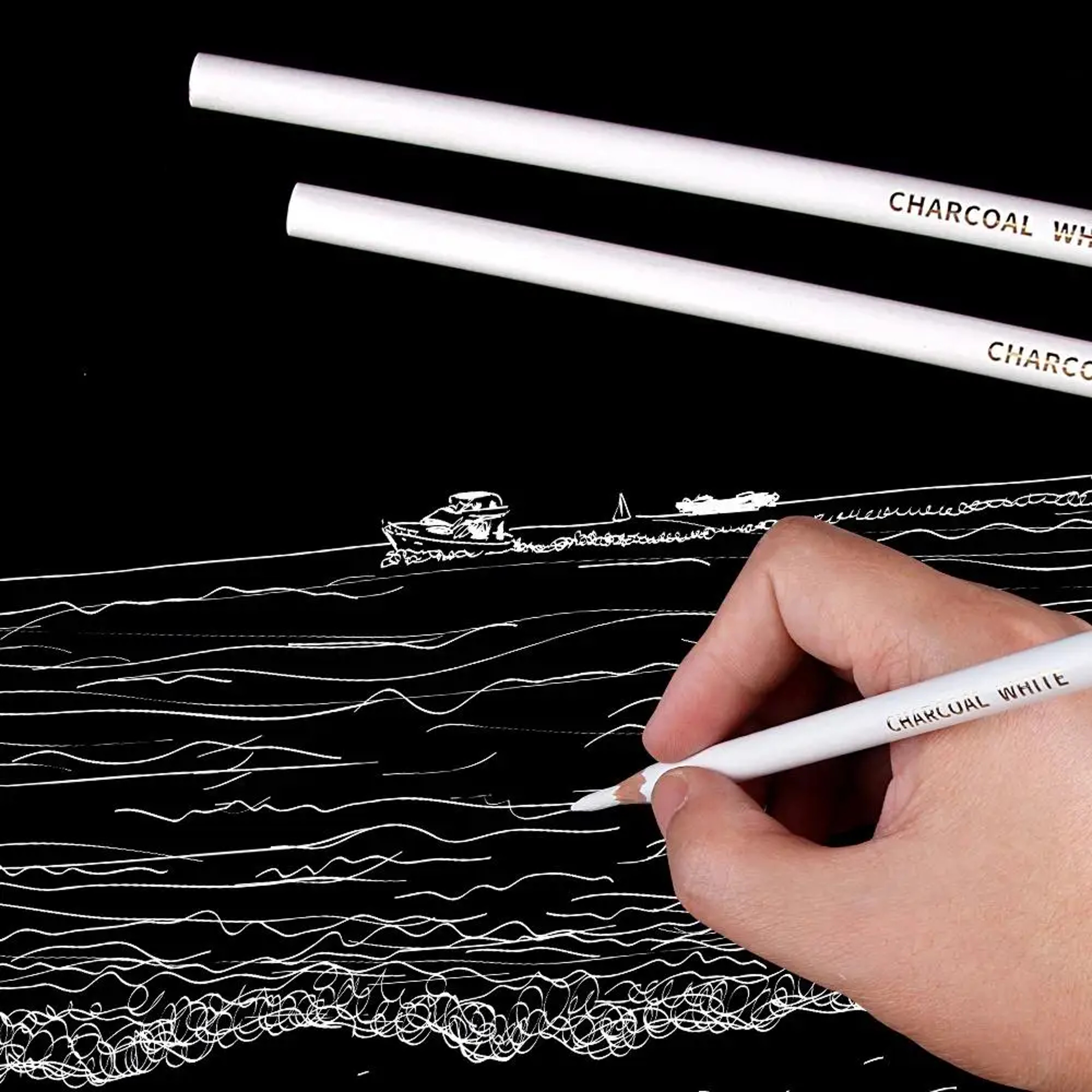Professional White Charcoal Pencils For Sketch Highlight White Drawing Pencils For Shading Blending 5