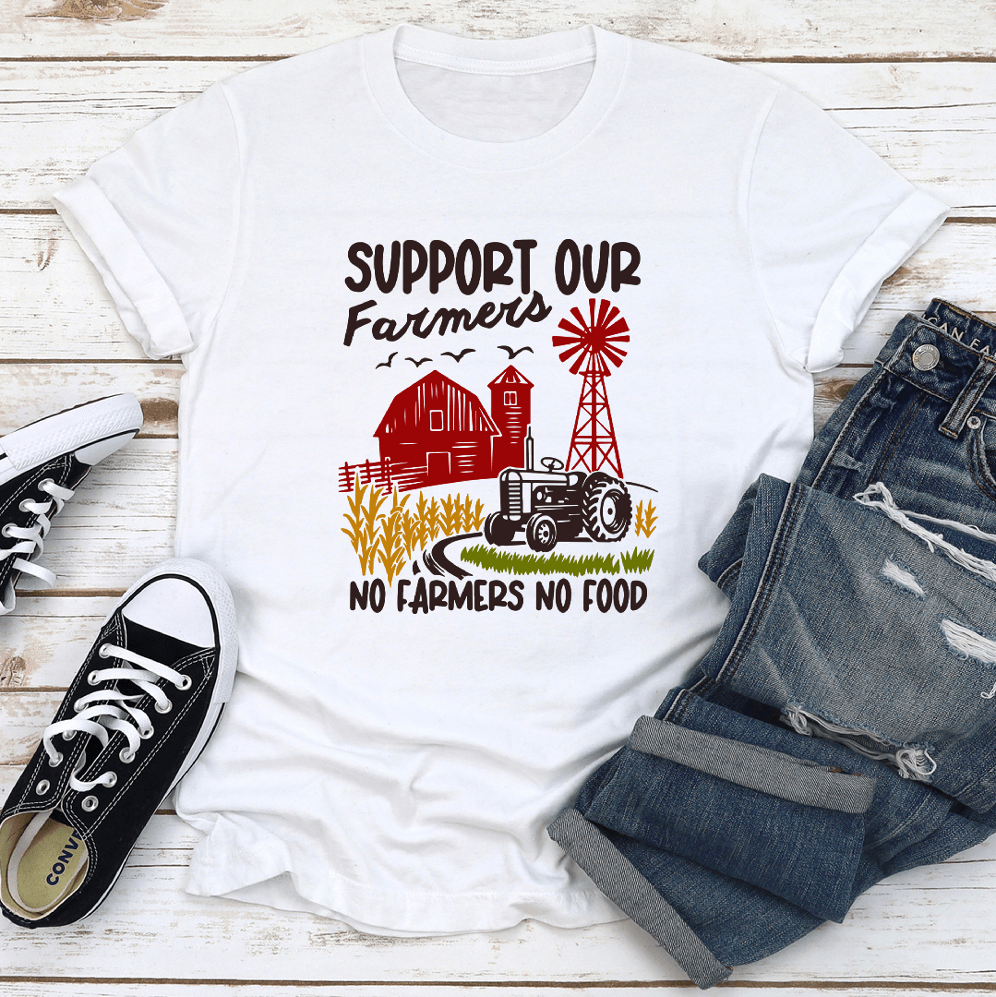 Support Our Farmers No Farmers No Food Tee 1