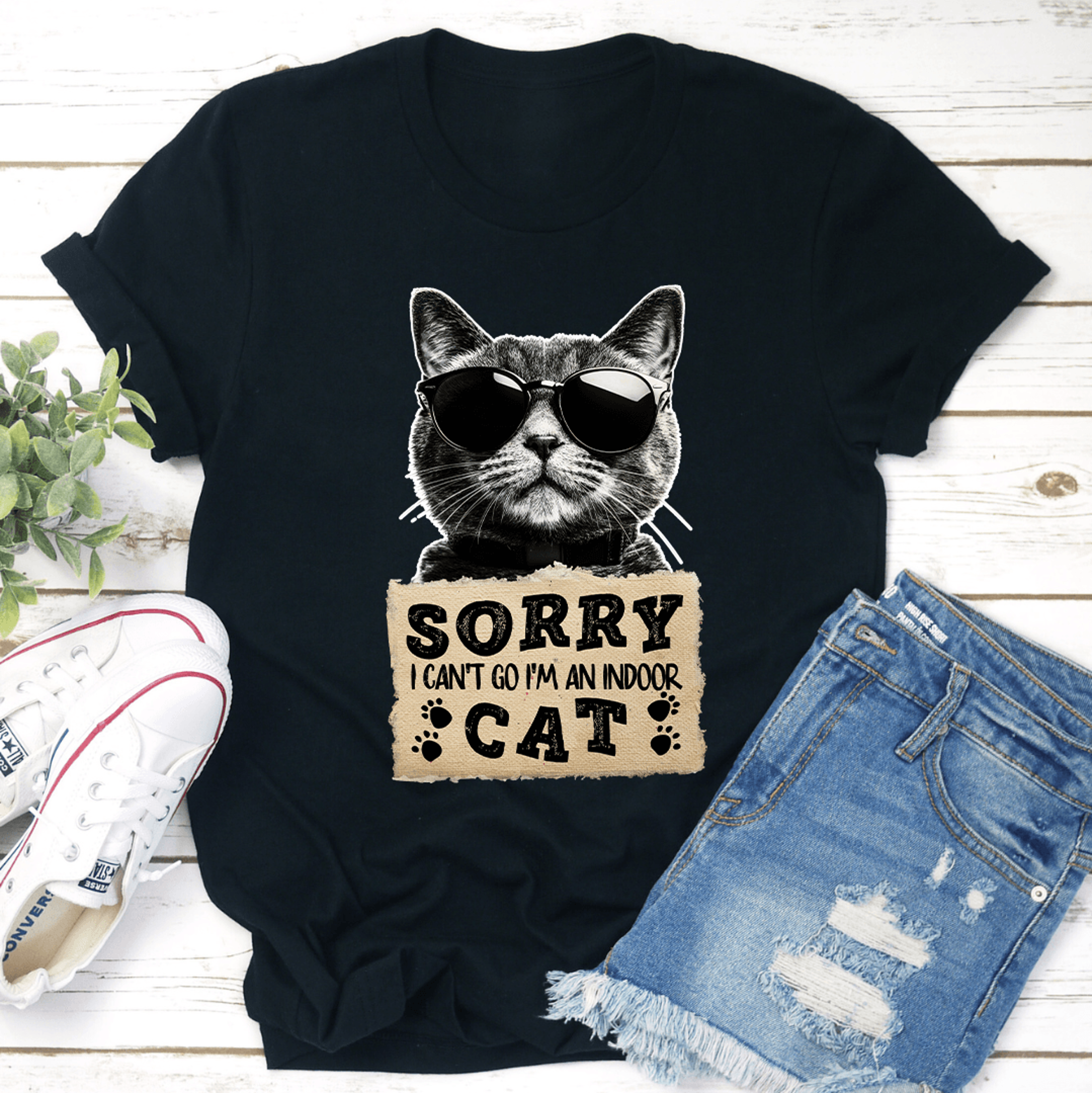 Sorry I Cant Go Im An Indoor Cat Tee 3