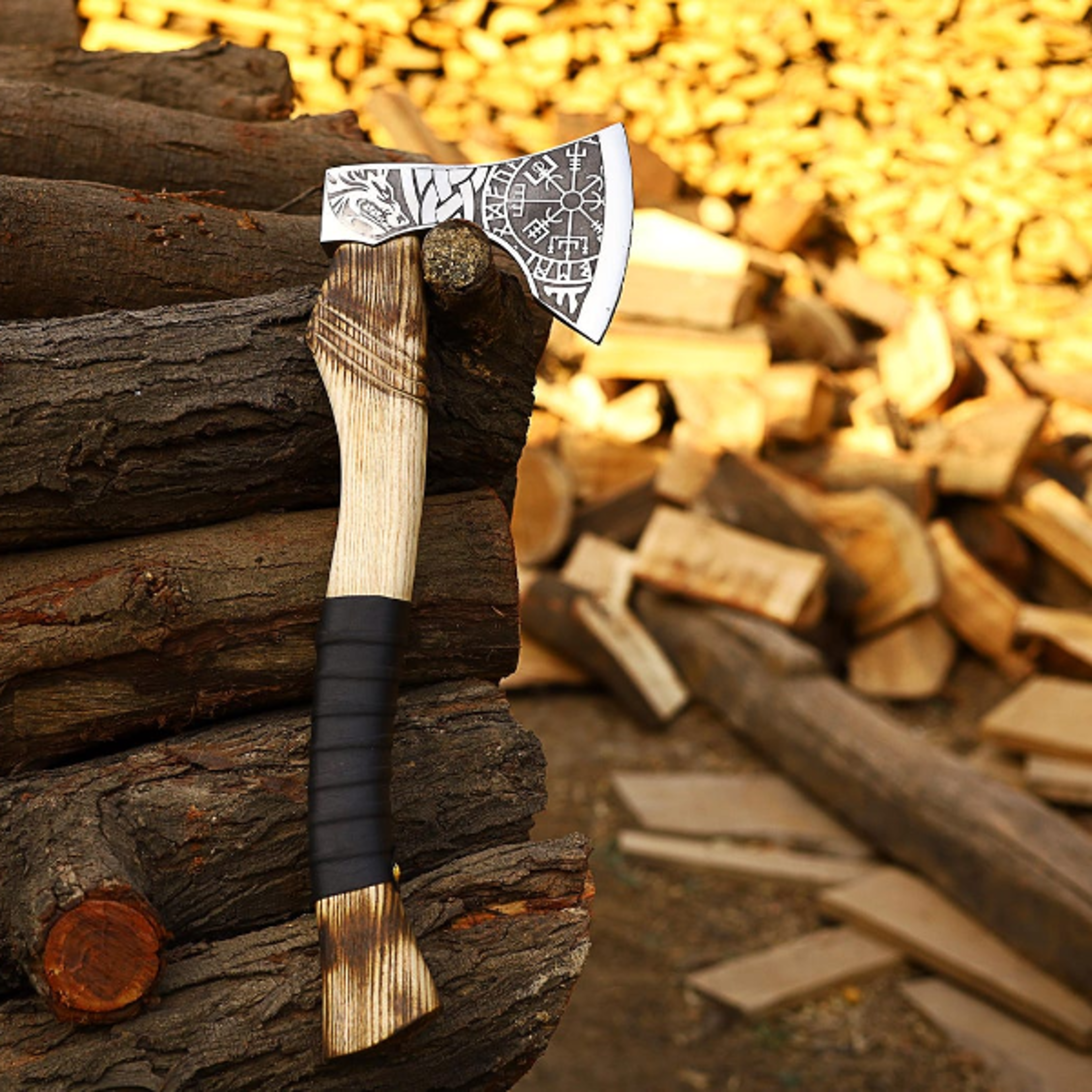 HighQuality Custom Engraved Carbon Steel Camping Axe With Ash Wood Handle For Outdoor Adventures 2