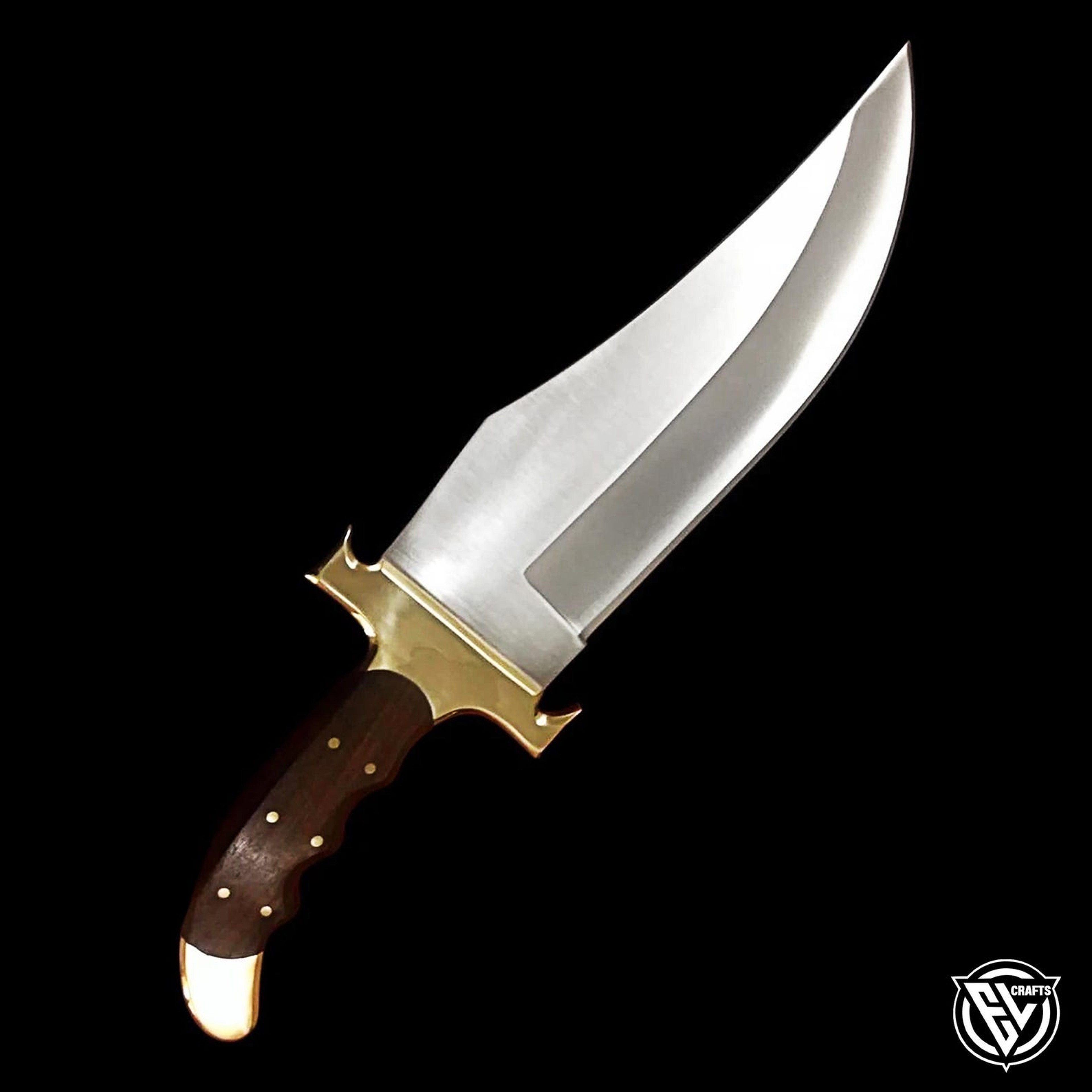 Handcrafted D2 Steel Bowie Knife With Rosewood Handle And Brass Bolsters  Perfect Collectible For O