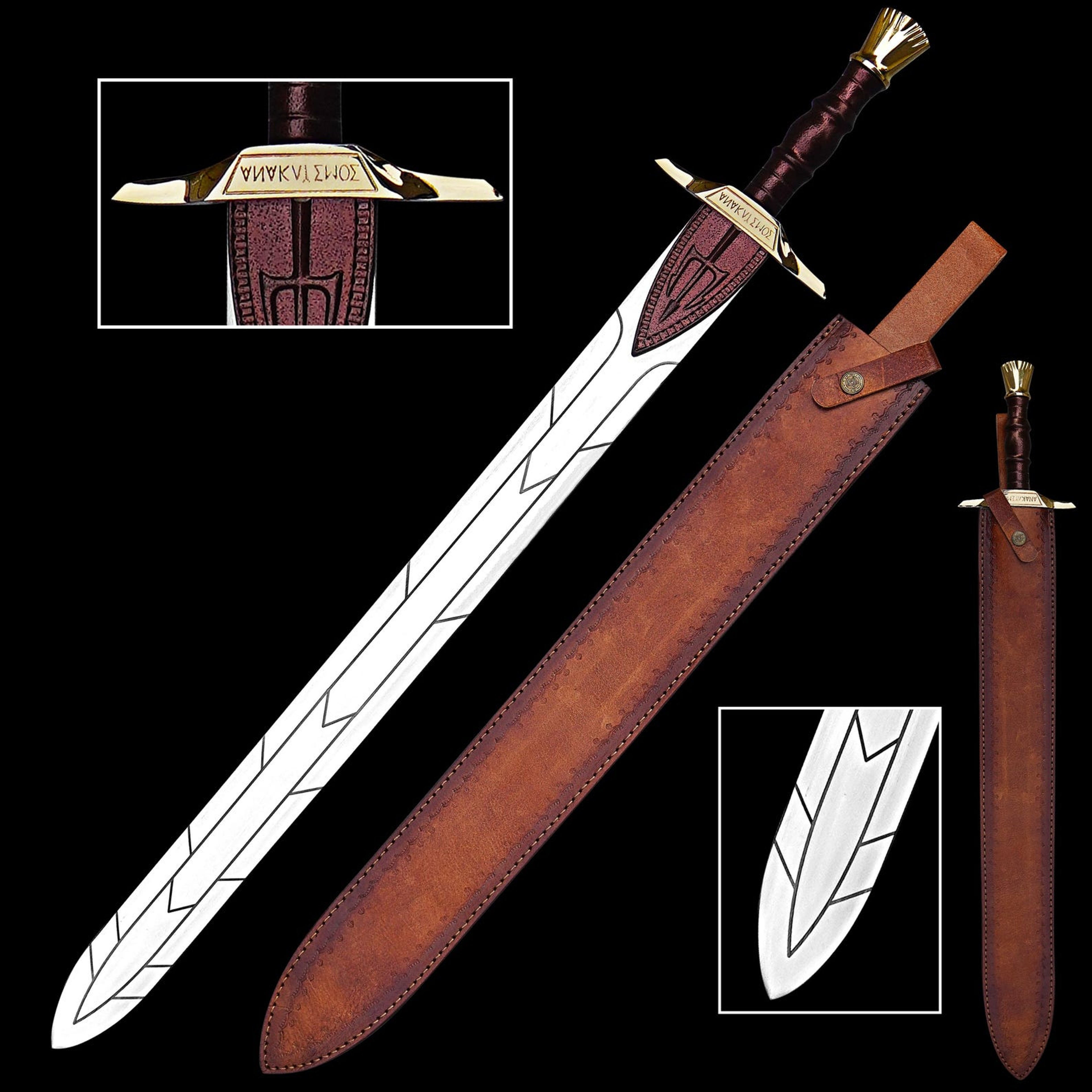 Percy Jackson Riptide Anaklusmos Sword Collectible With Leather Sheath Perfect Anniversary Gift For