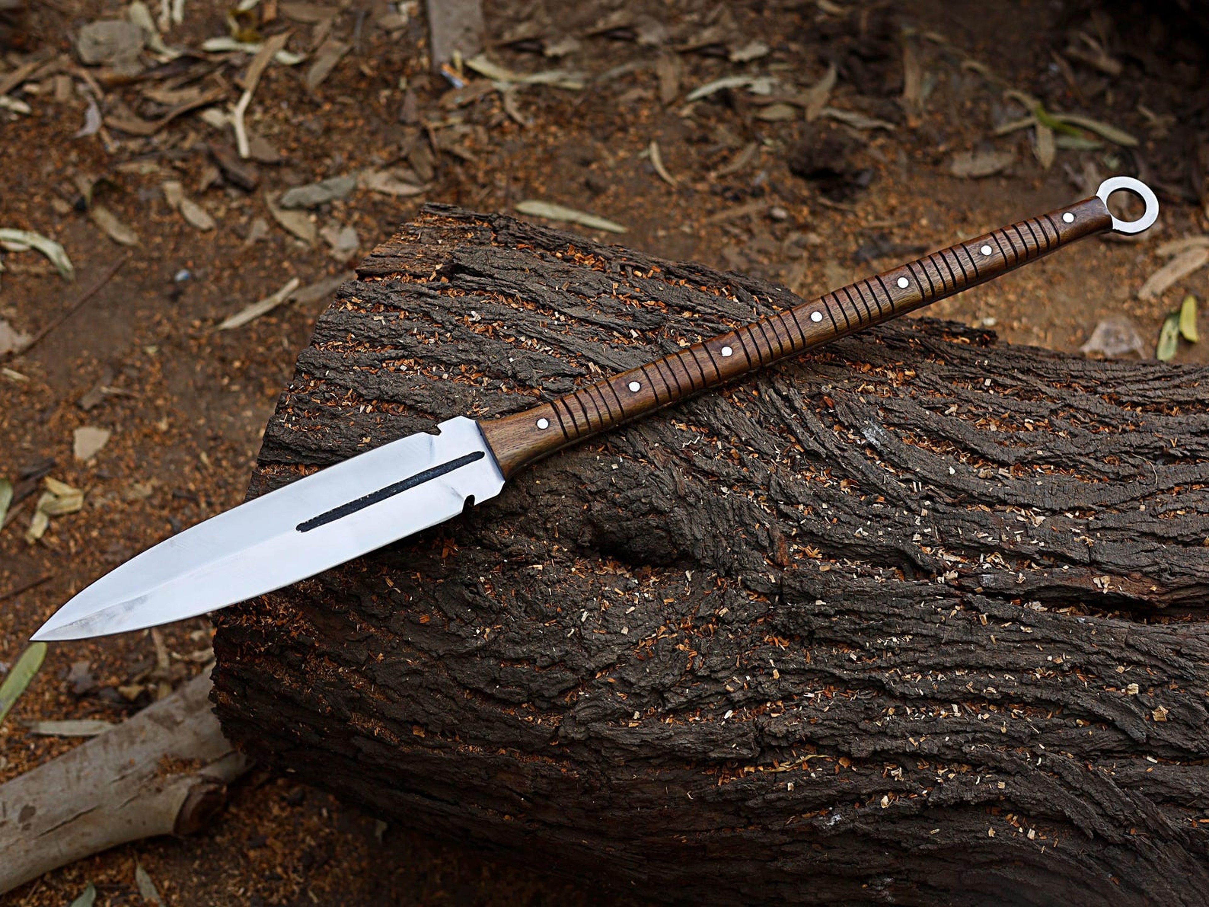 Hand Forged Collectible Spear With 12 Inch Tempered Blade And Rosewood Leather Wrapped Handle 0