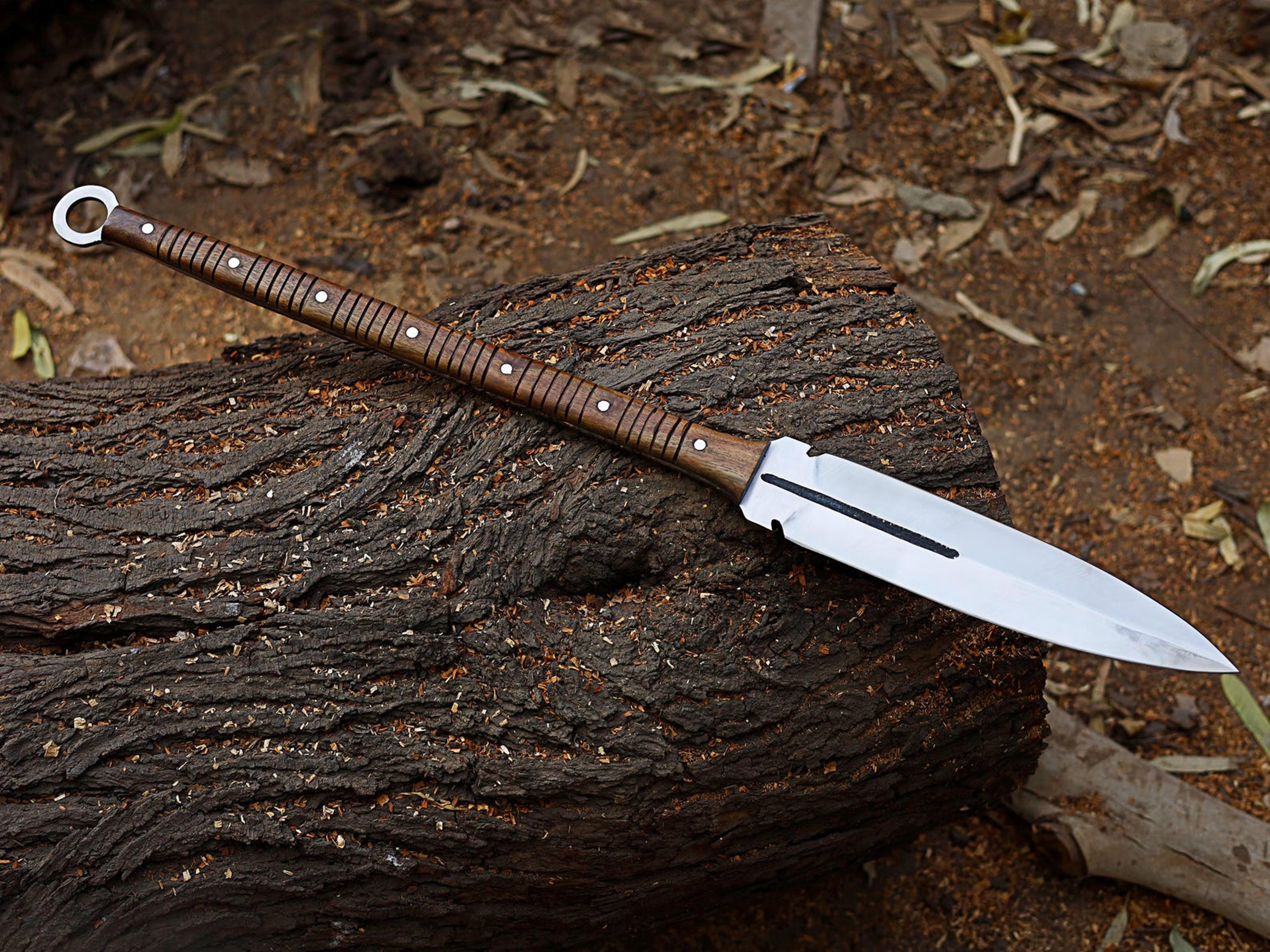 Hand Forged Collectible Spear With 12 Inch Tempered Blade And Rosewood Leather Wrapped Handle 3