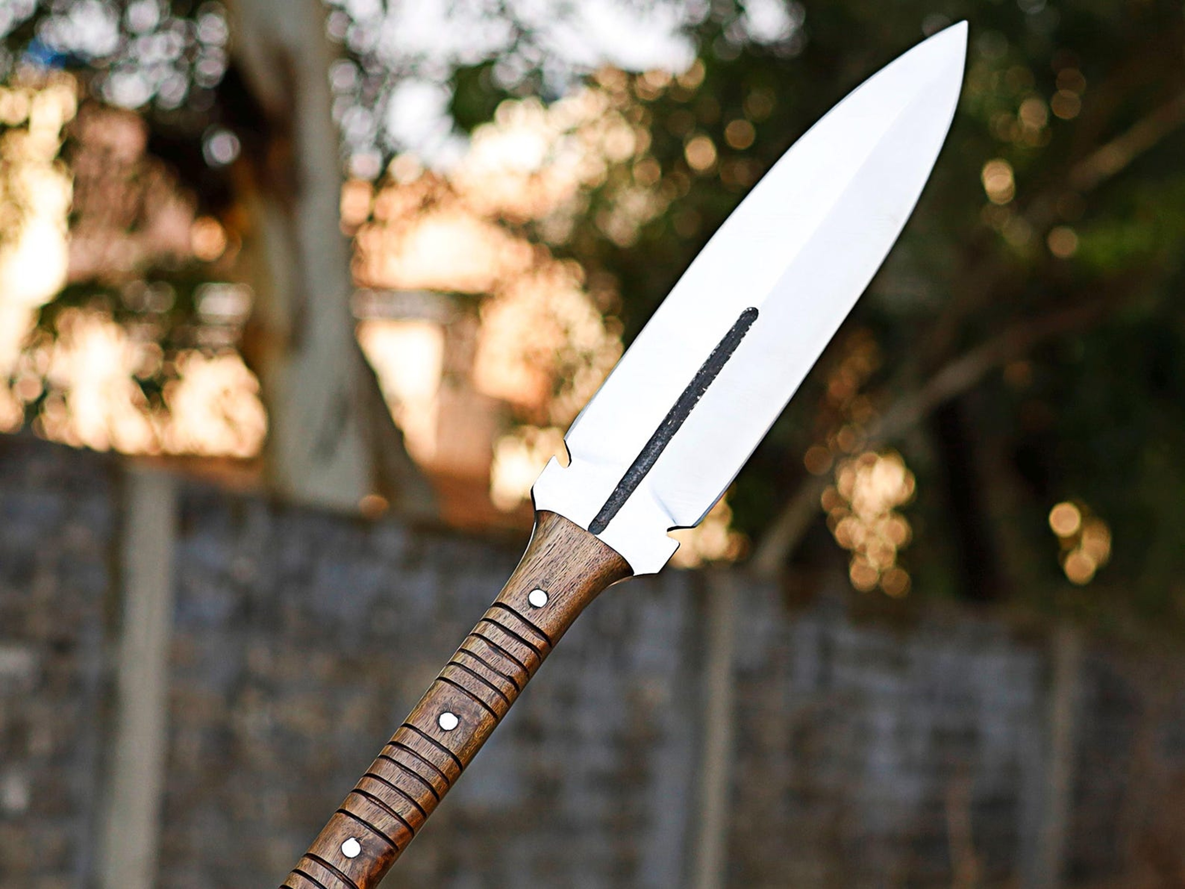Hand Forged Collectible Spear With 12 Inch Tempered Blade And Rosewood Leather Wrapped Handle 7