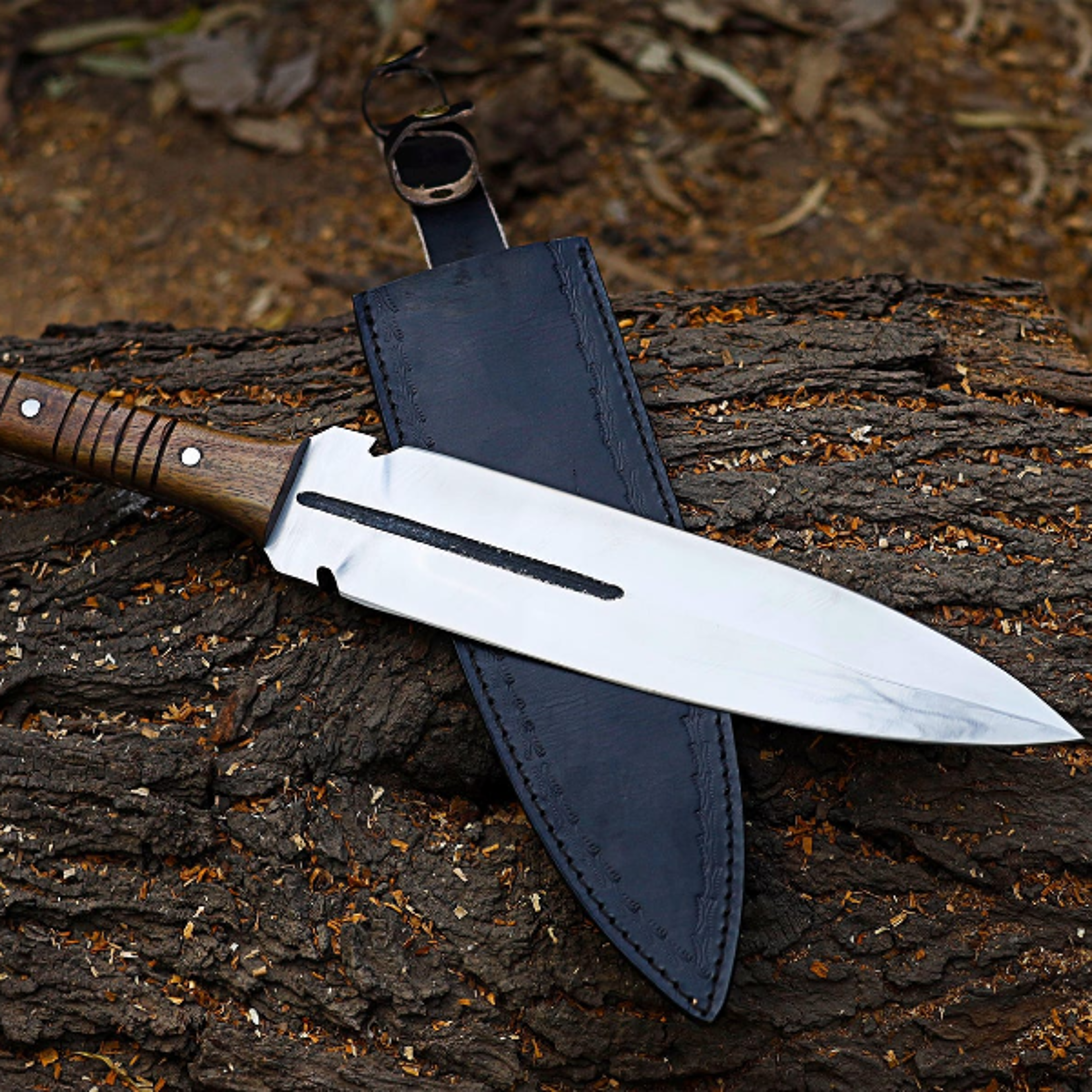 Hand Forged Collectible Spear With 12 Inch Tempered Blade And Rosewood Leather Wrapped Handle 1
