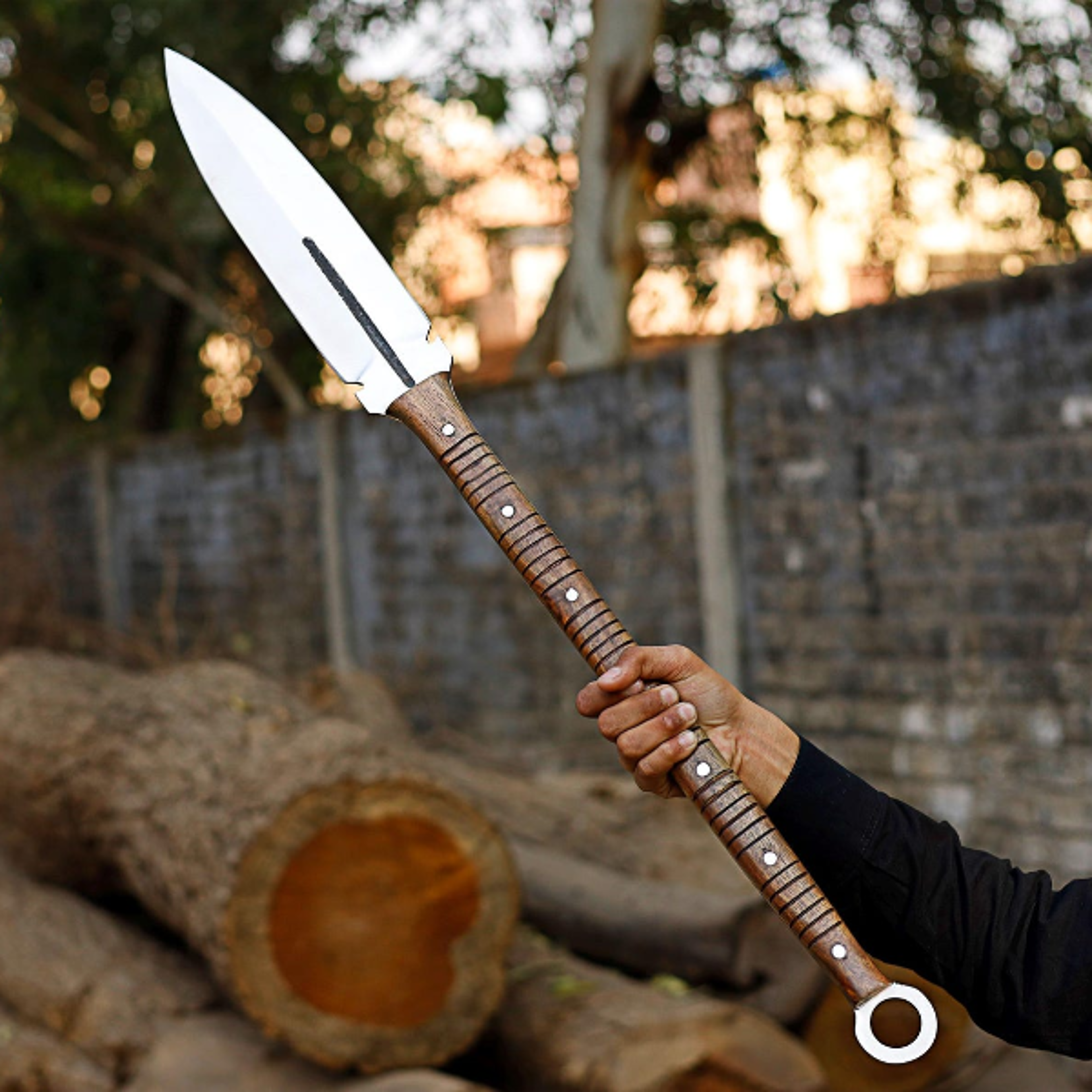 Hand Forged Collectible Spear With 12 Inch Tempered Blade And Rosewood Leather Wrapped Handle 6