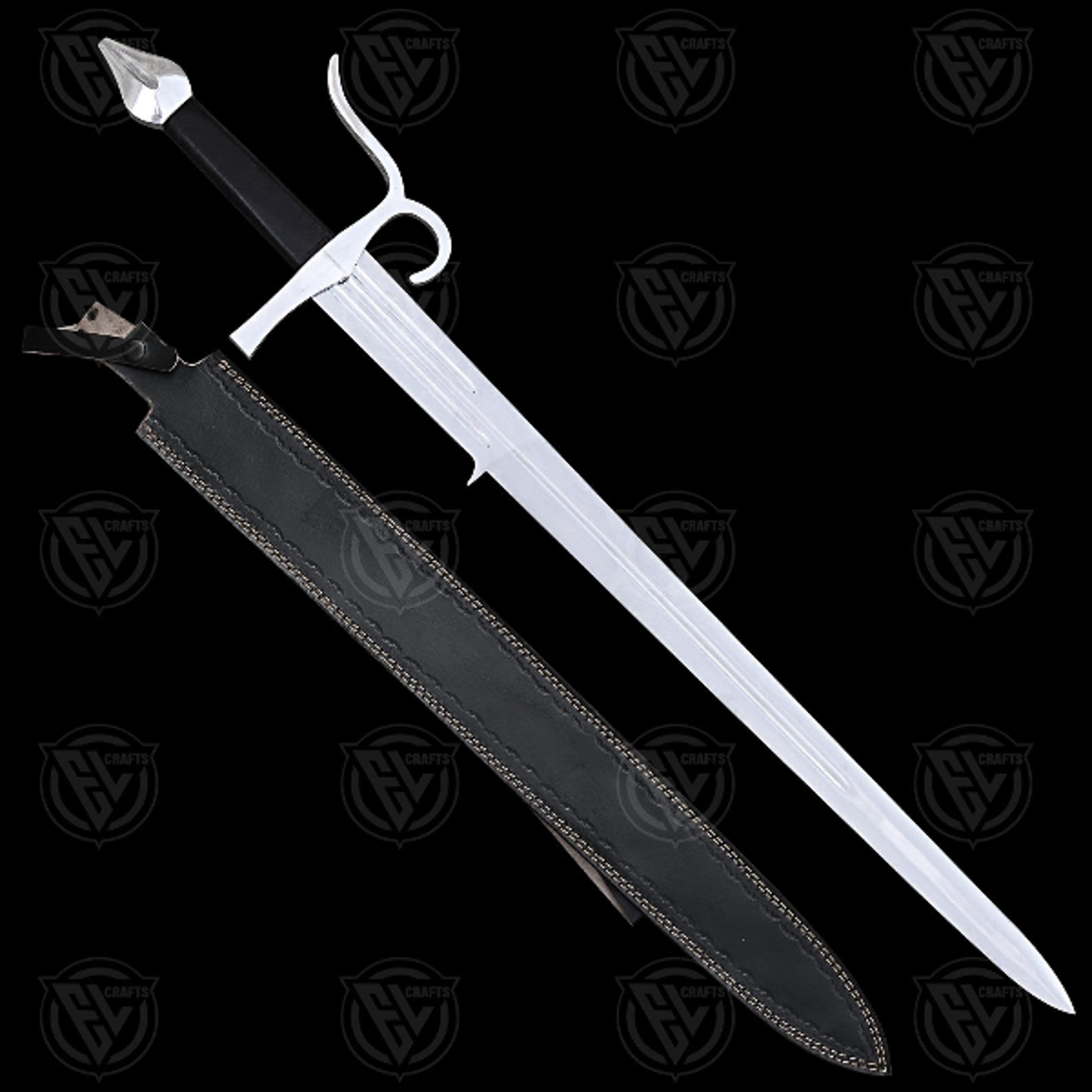High Carbon Steel Handmade Medieval Viking Doge Sword With Leather Sheath For Cosplay Or Wedding Gi