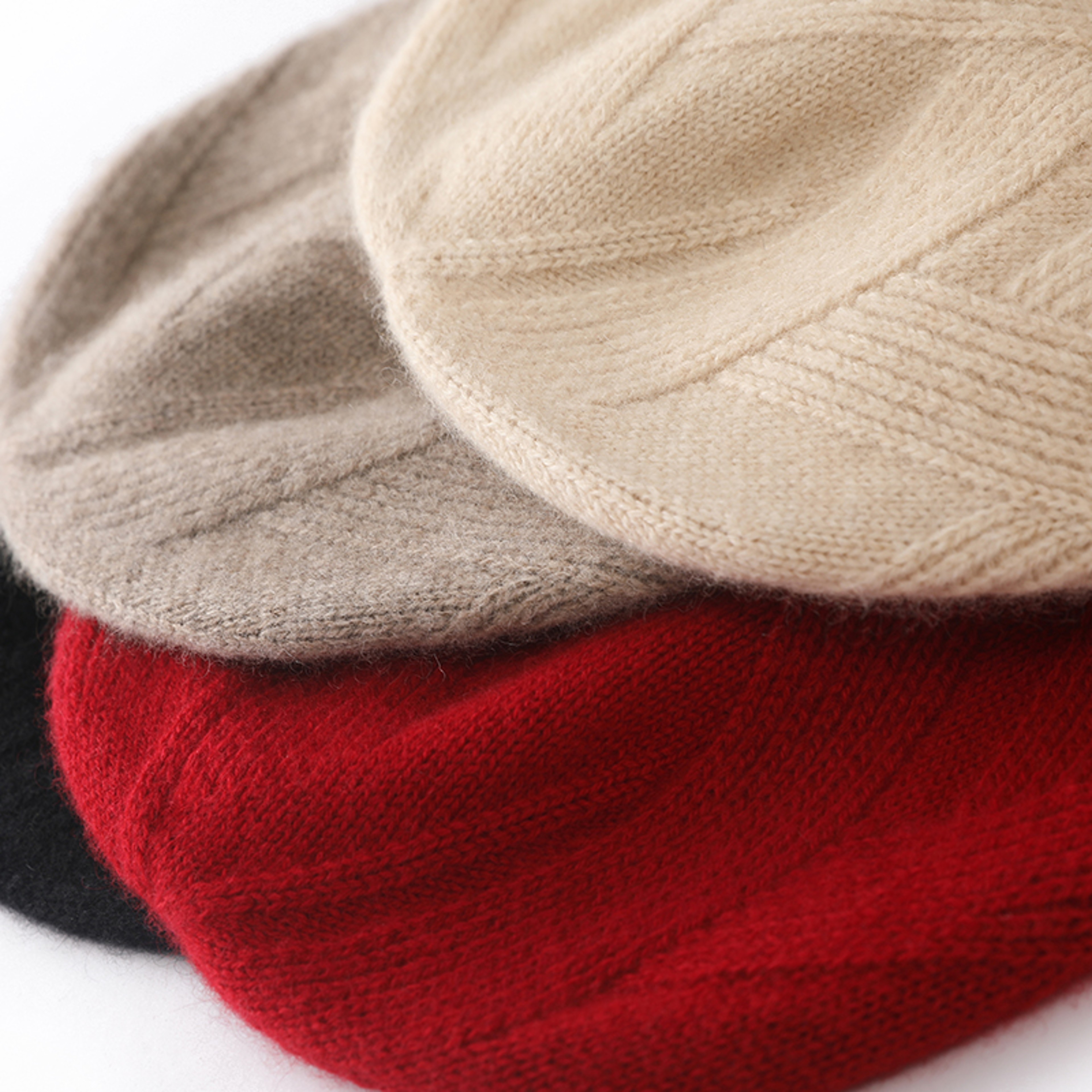 Pure Cashmere Women Hat Winter Knitted Soft Warm Lady Headgear Fashion Casual Thicken Cap Premium Q 5