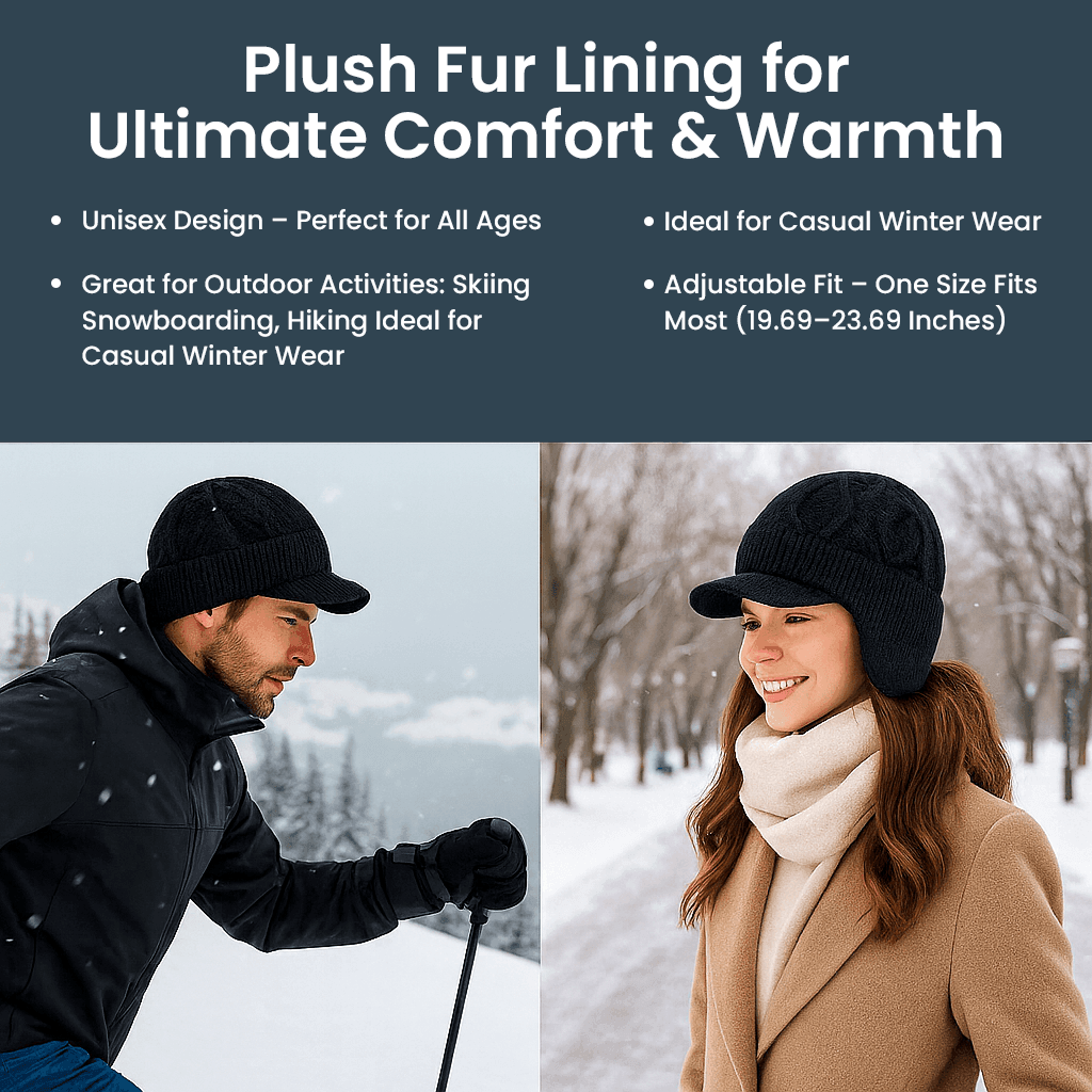 Fur Lined Beanie Hat That Locks In Heat Soft Plush Winter Knit With Ear Coverage 1