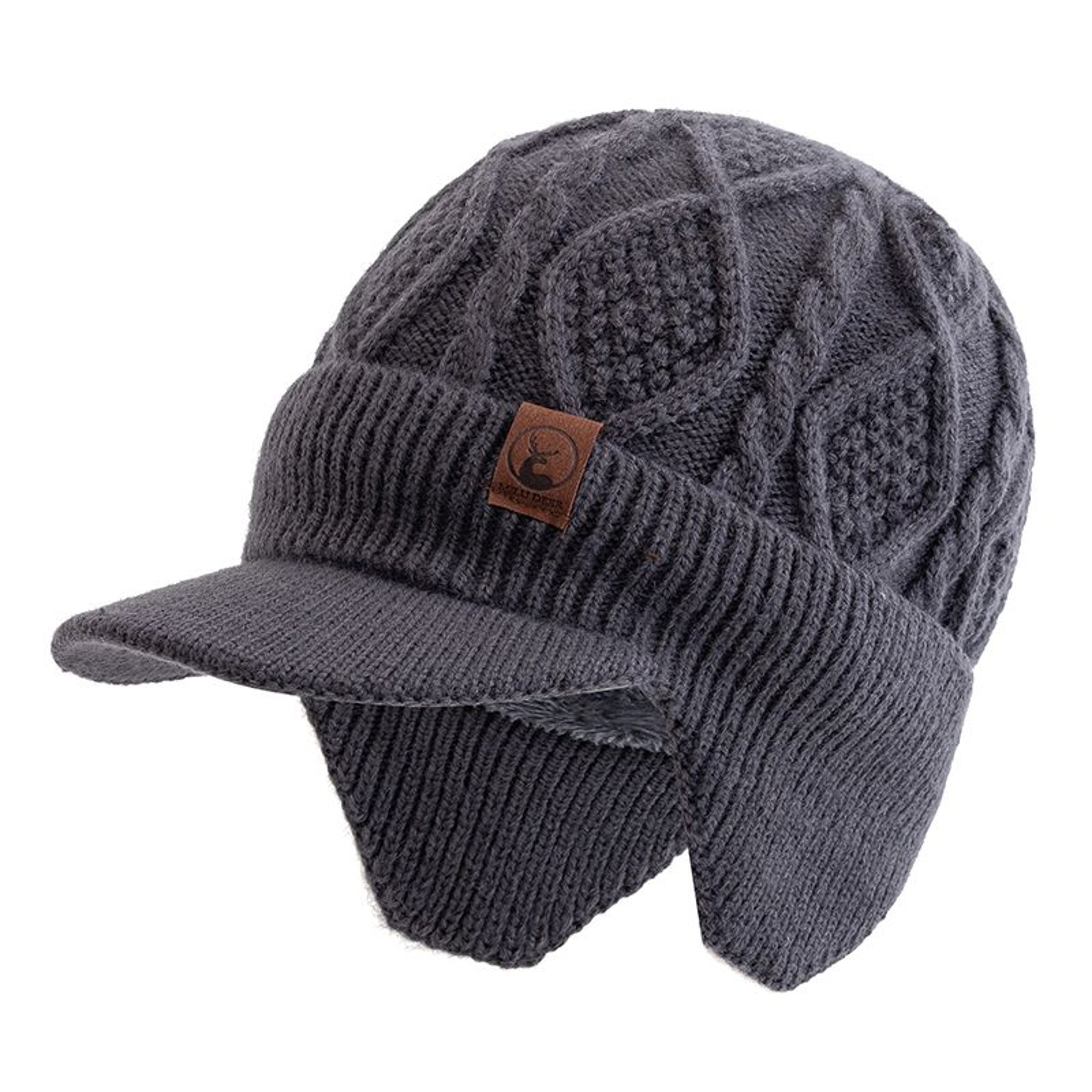 Winter Earflap Beanie For Cold Wind Protection Thick Knit Hat With Plush Lining 3