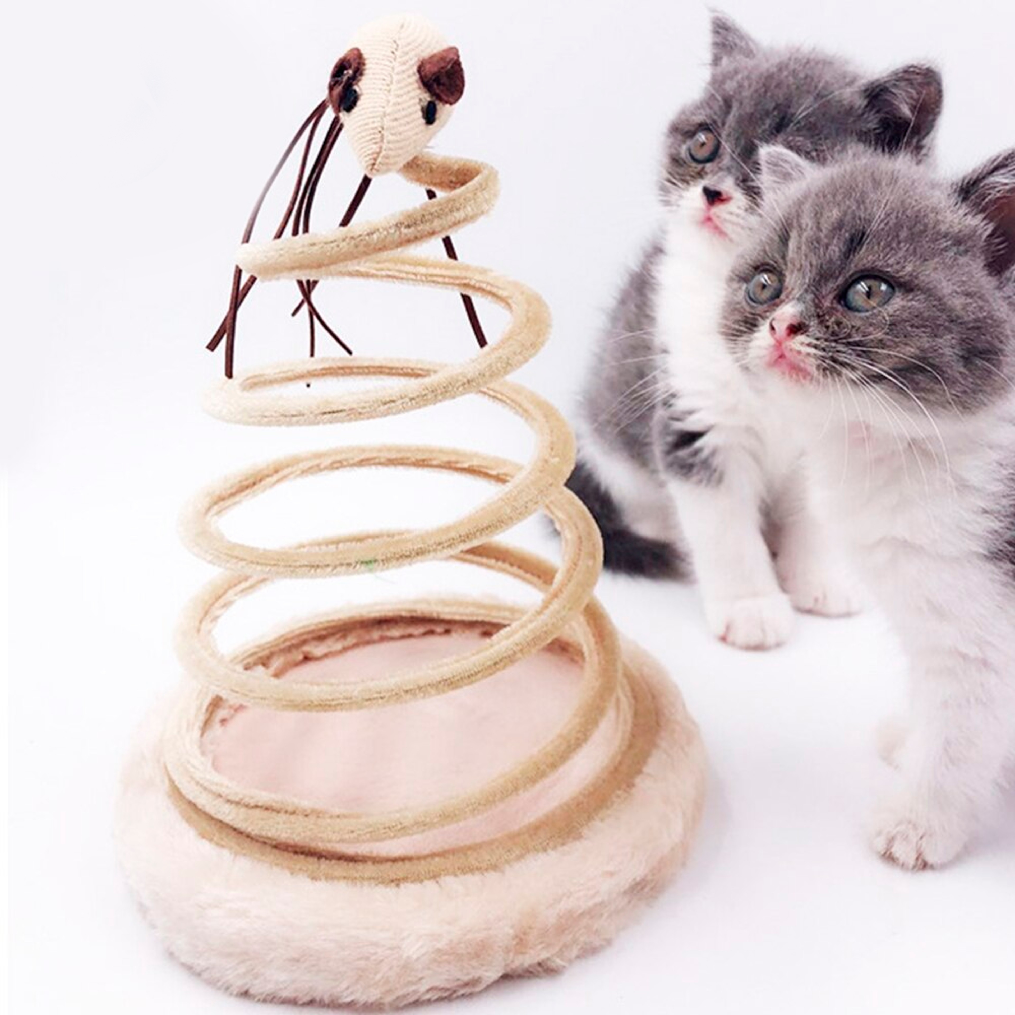Simulation Mouse Plush Spiral Steel Wire Spring Disc Toy – view 7