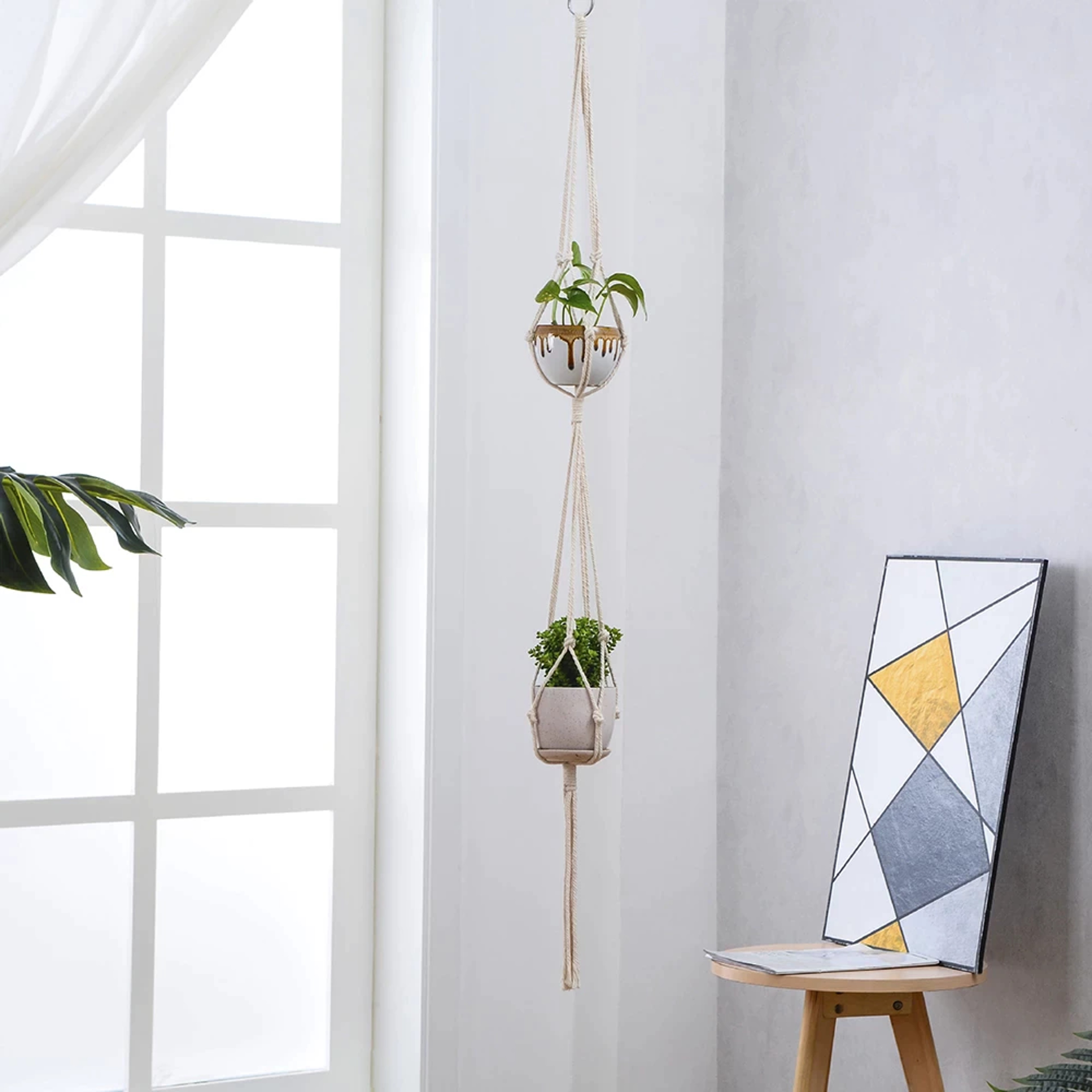 Boho Styled Macrame Plant Hangers – view 1