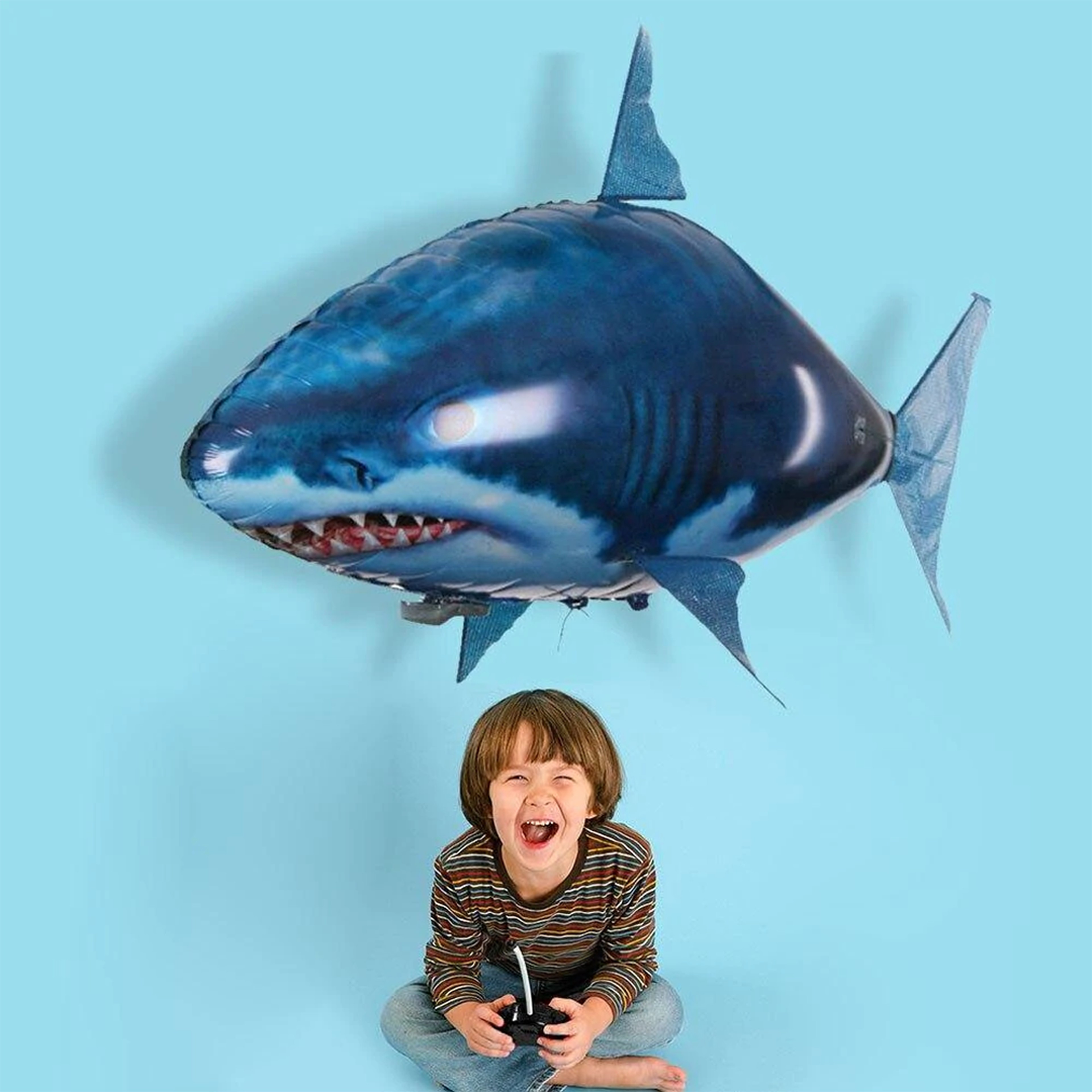 helium remote controlled flying shark gift