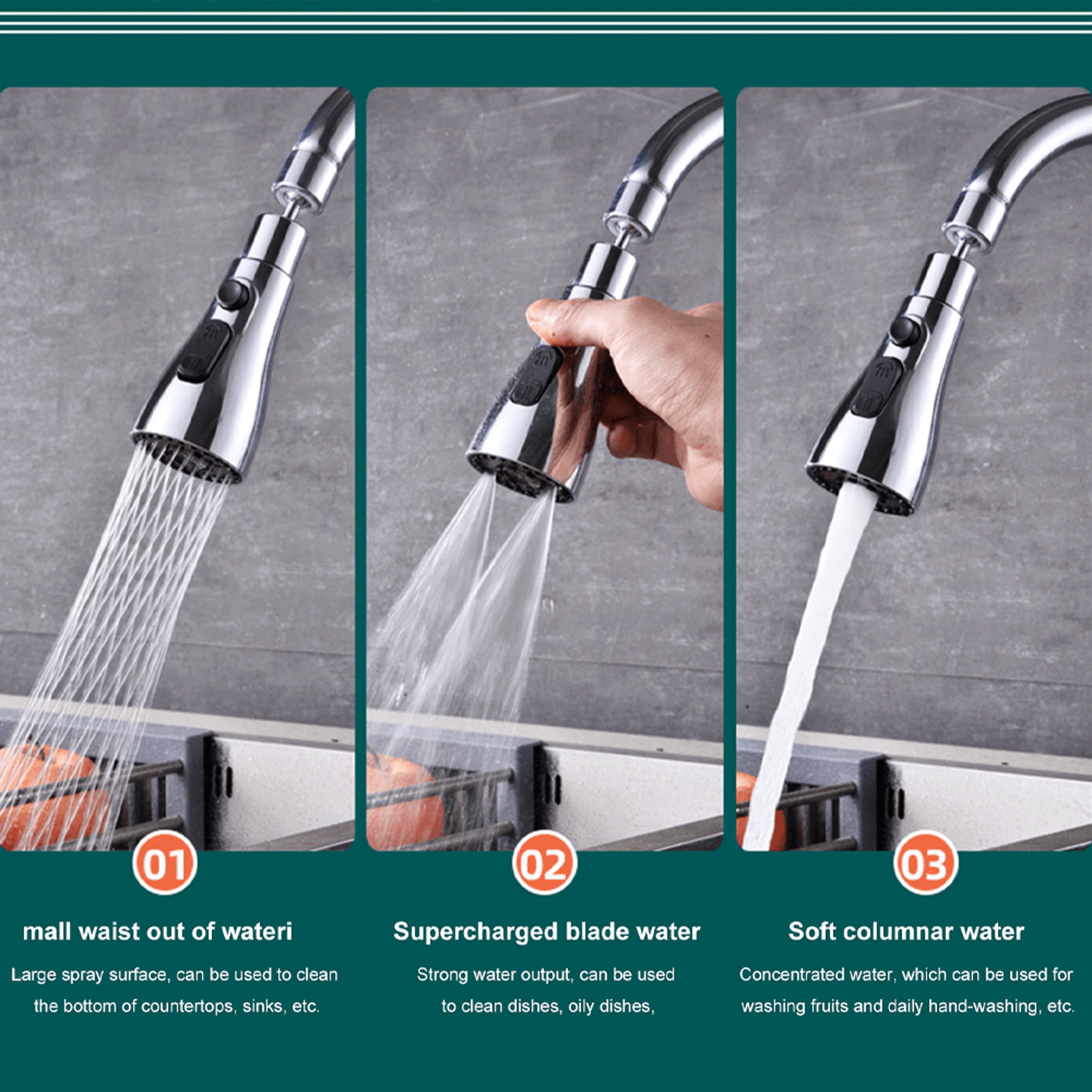 3 Function Kitchen Faucet Spray Head – view 6