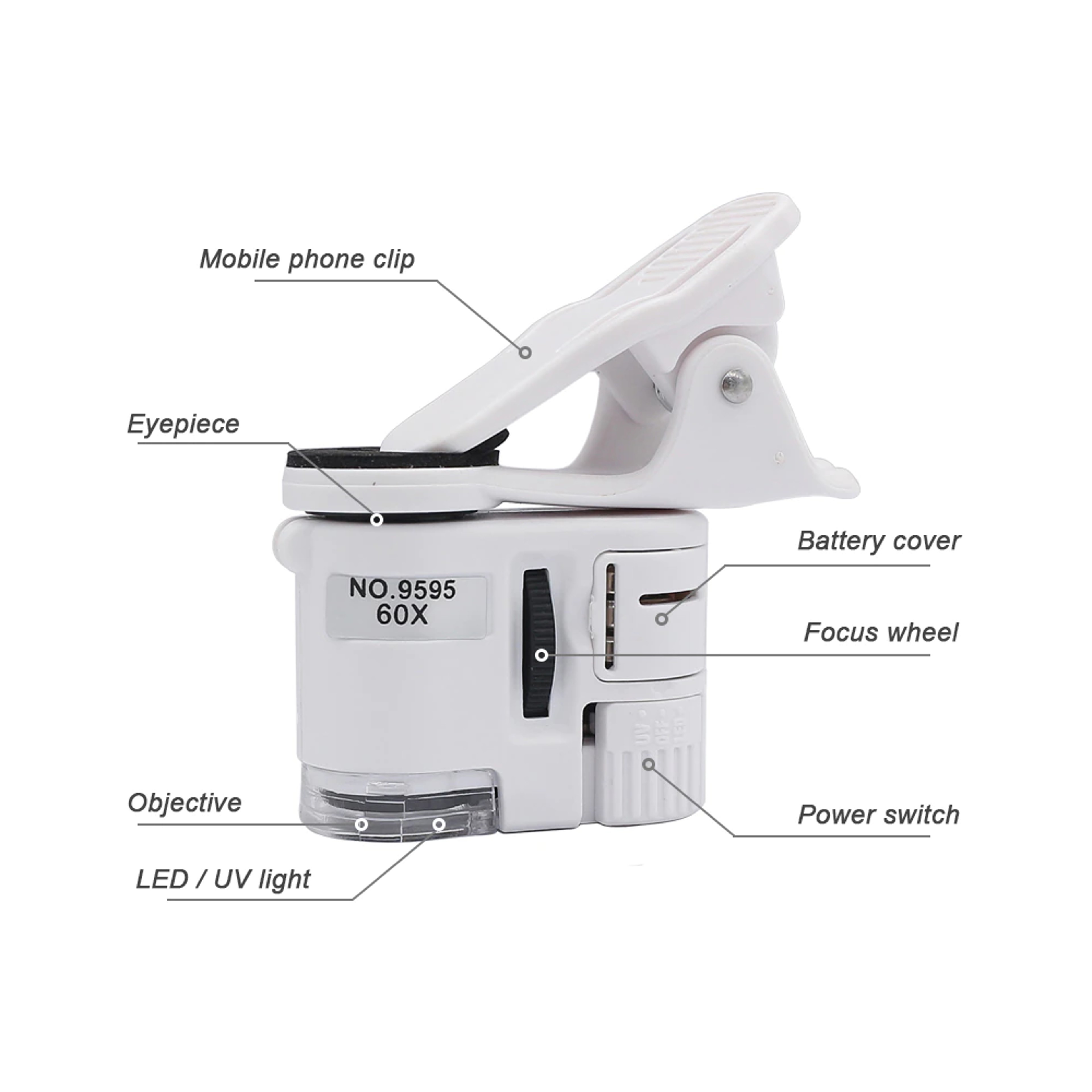 Universal Clip Microscope 60X UV Light – view 7