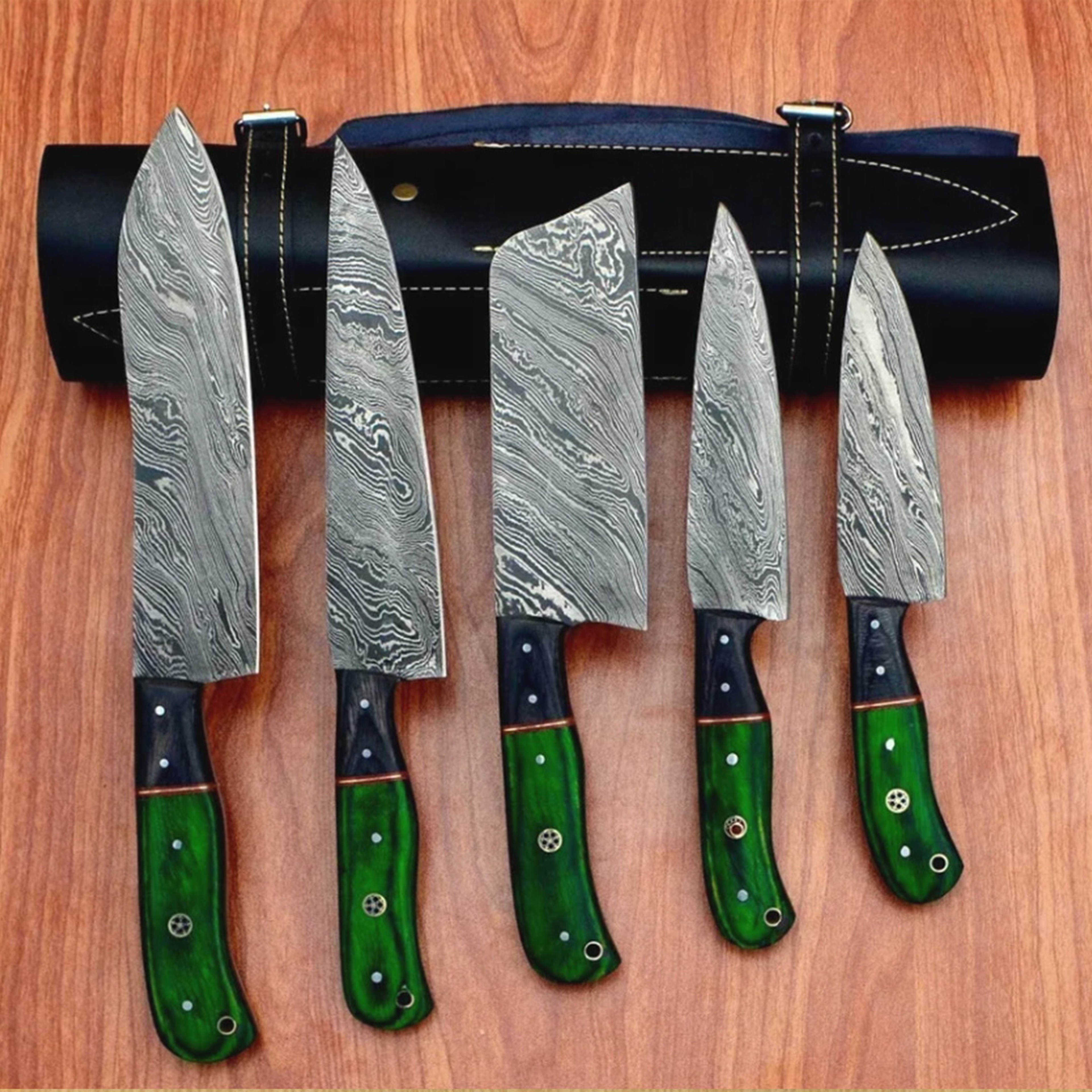 Hand Forged Damascus Steel Chef Knife Setsjpg