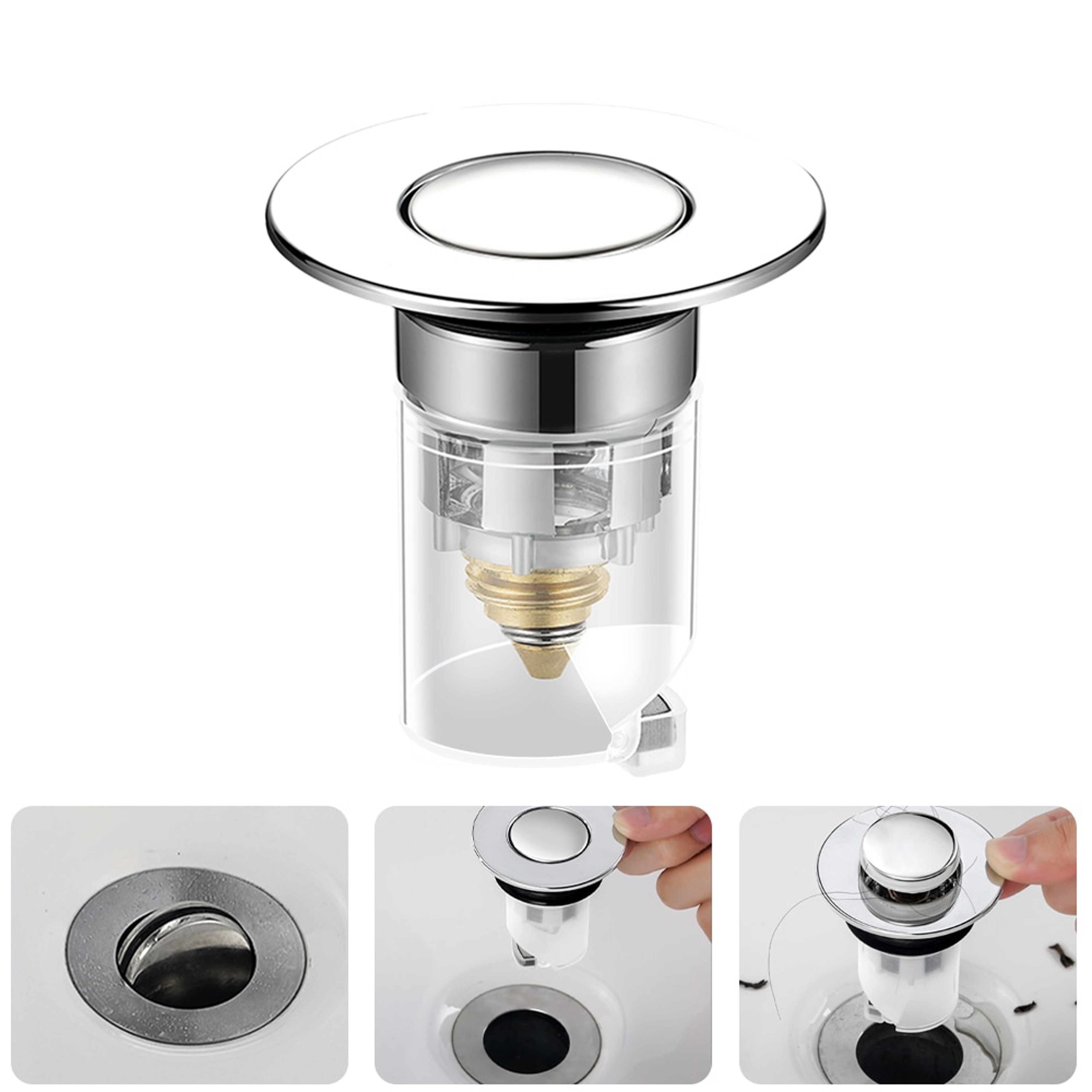 Sink Drain Stopper Pop Up Basin Drain Filter Anti-Clogging – view 4